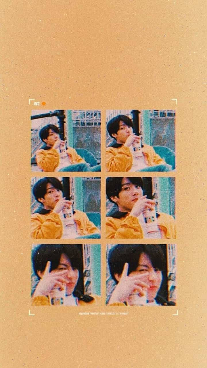 Jungkook Aesthetic, yellow hoodie, teal background, HD Phone Wallpaper