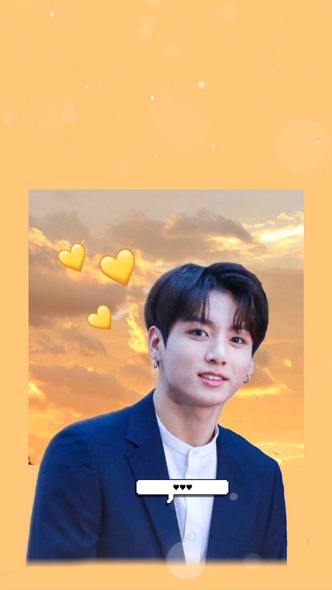 Jungkook Aesthetic, sunset sky, golden hearts, SD Phone Wallpaper