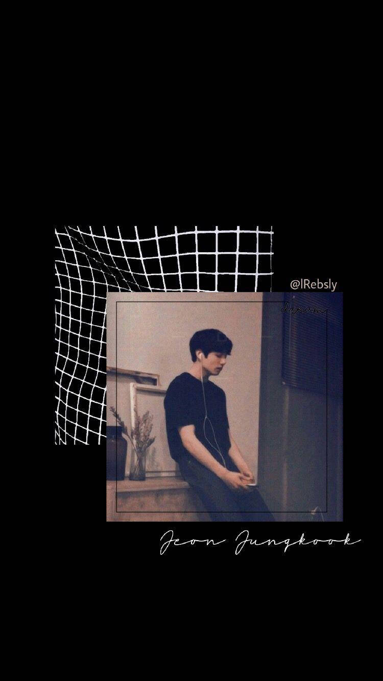Jungkook, black shirt, earphones, HD Phone Wallpaper
