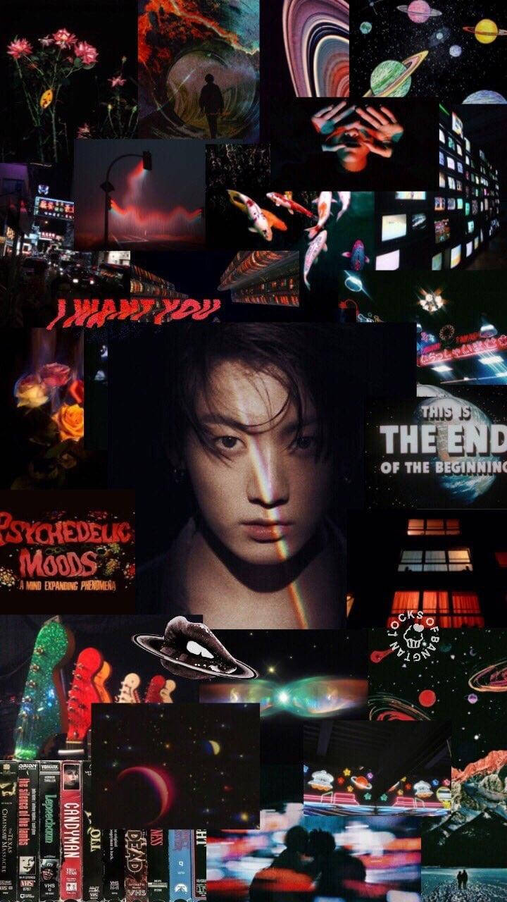 Psychedelic Jungkook Aesthetic Art, cosmic scenes, neon cityscapes, HD Phone Wallpaper