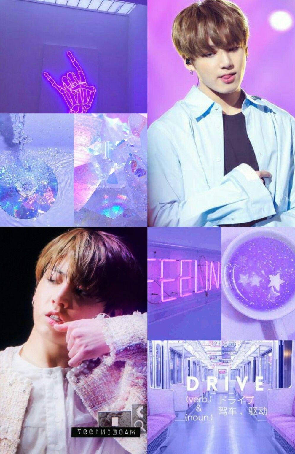 Jungkook Aesthetic, purple, neon signs, HD Phone Wallpaper