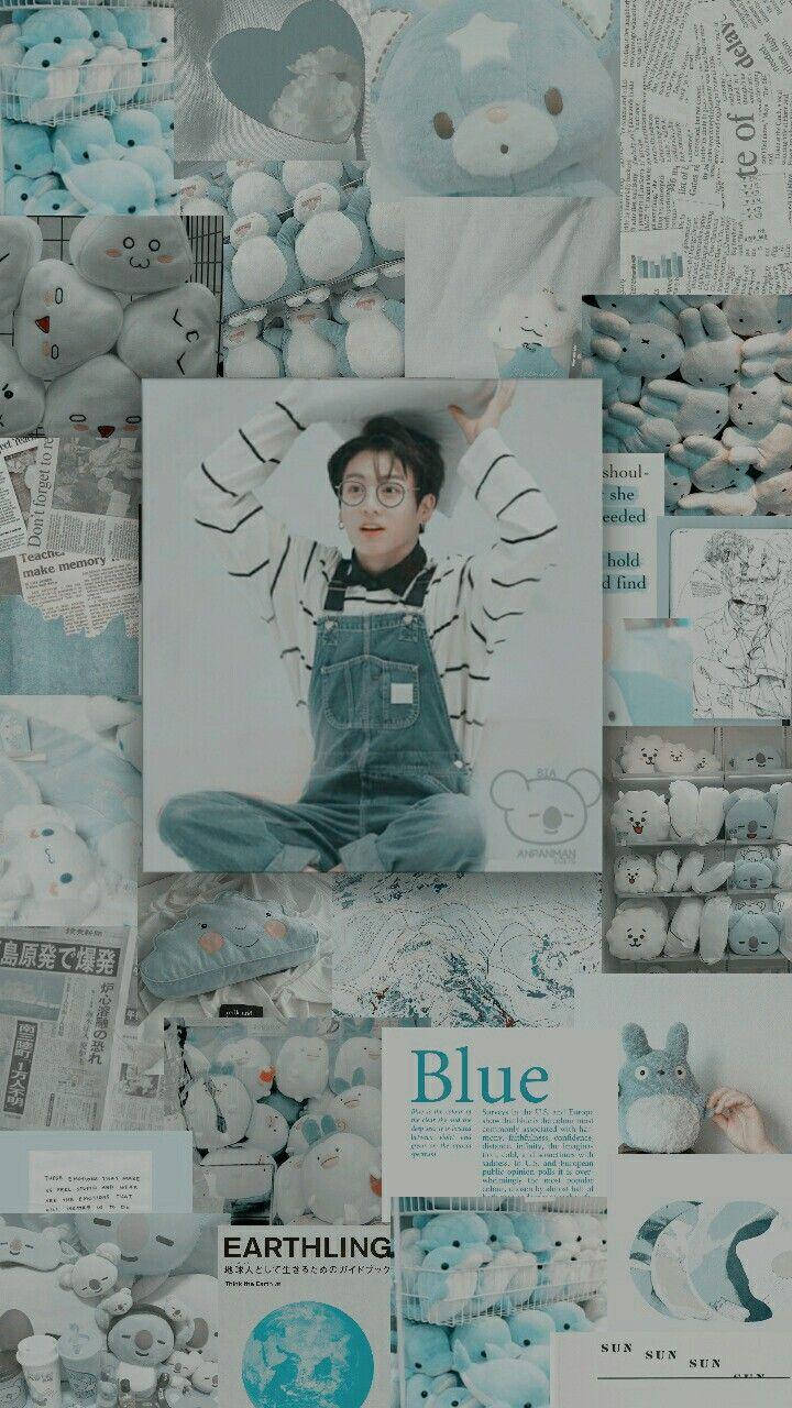 Jungkook Aesthetic, light blue, overalls, HD Phone Wallpaper