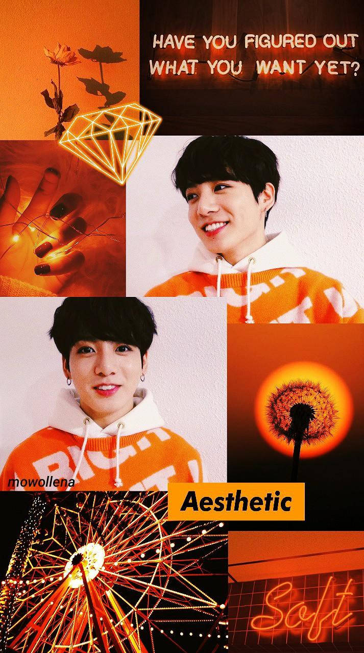 Orange Jungkook Aesthetic, hoodies, glowing dandelions, HD Phone Wallpaper