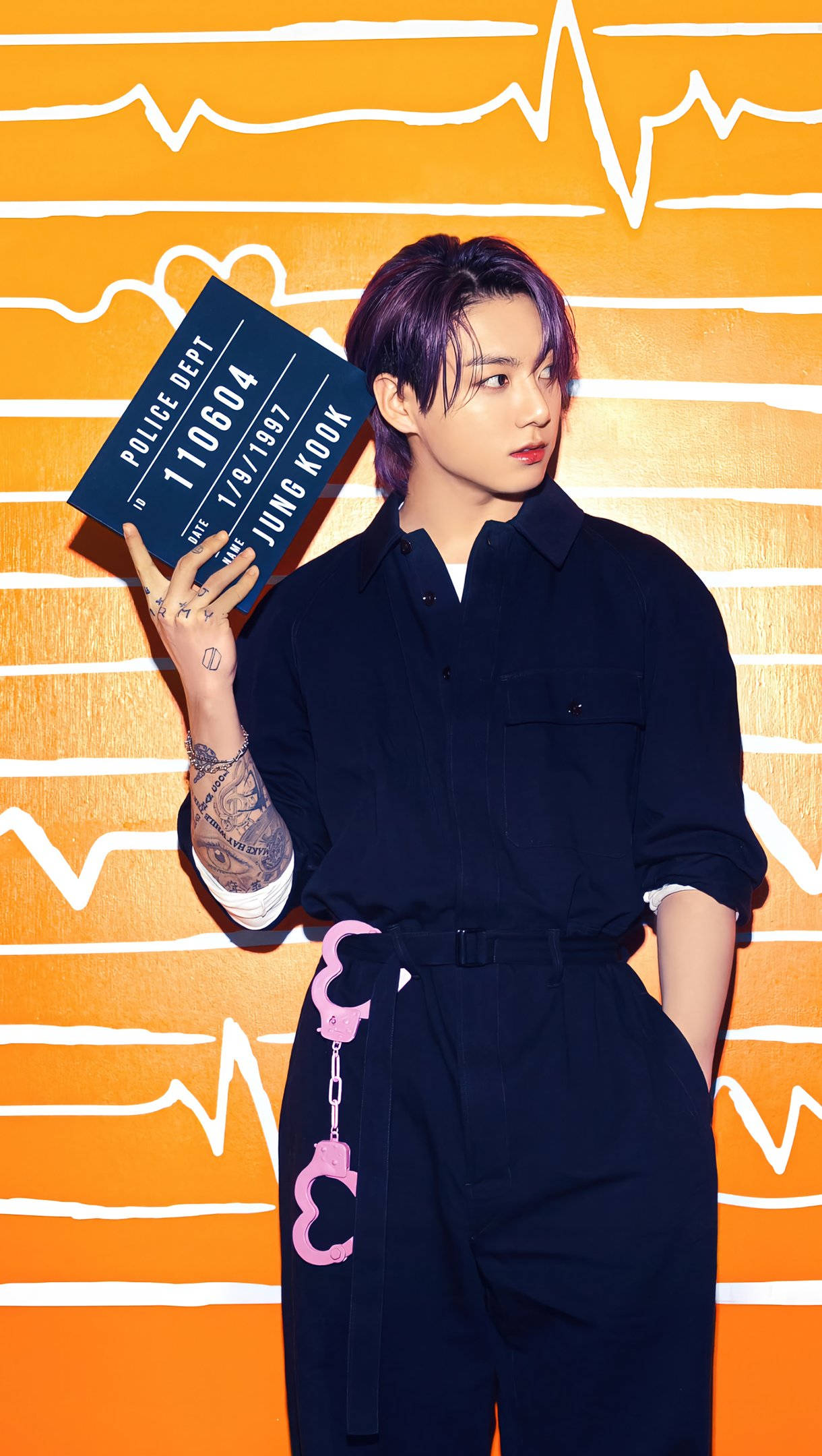 Jungkook, purple hair, dark jumpsuit, Full HD Phone Wallpaper