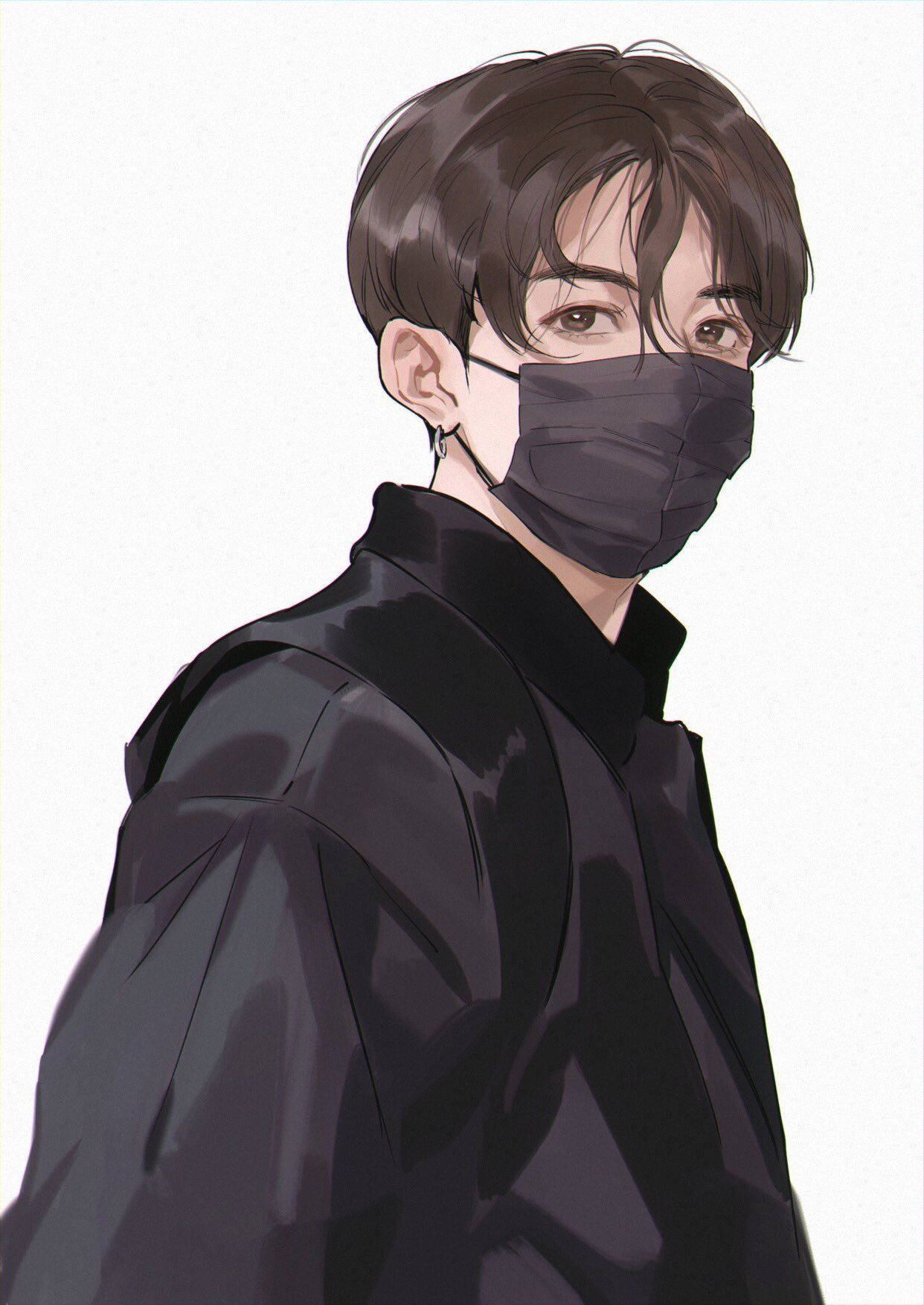 Jungkook, dark hair, black face mask, HD Phone Wallpaper