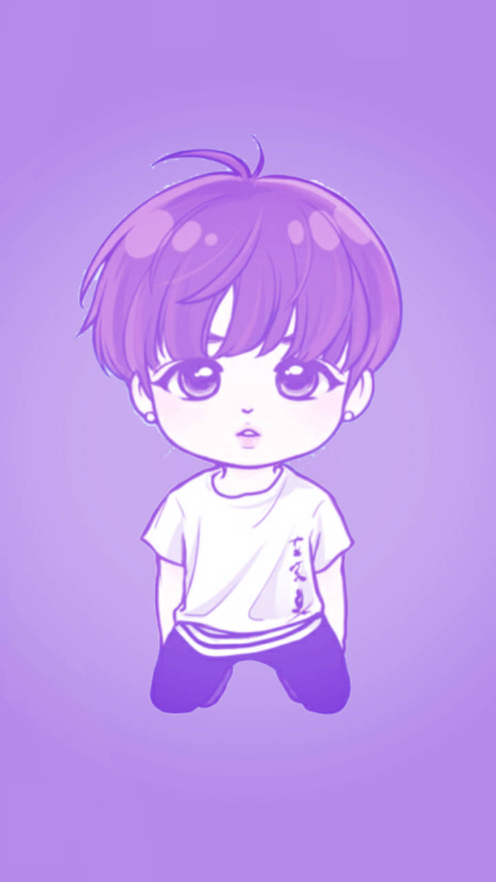 Jungkook, anime-style boy, purple hair, HD Phone Wallpaper