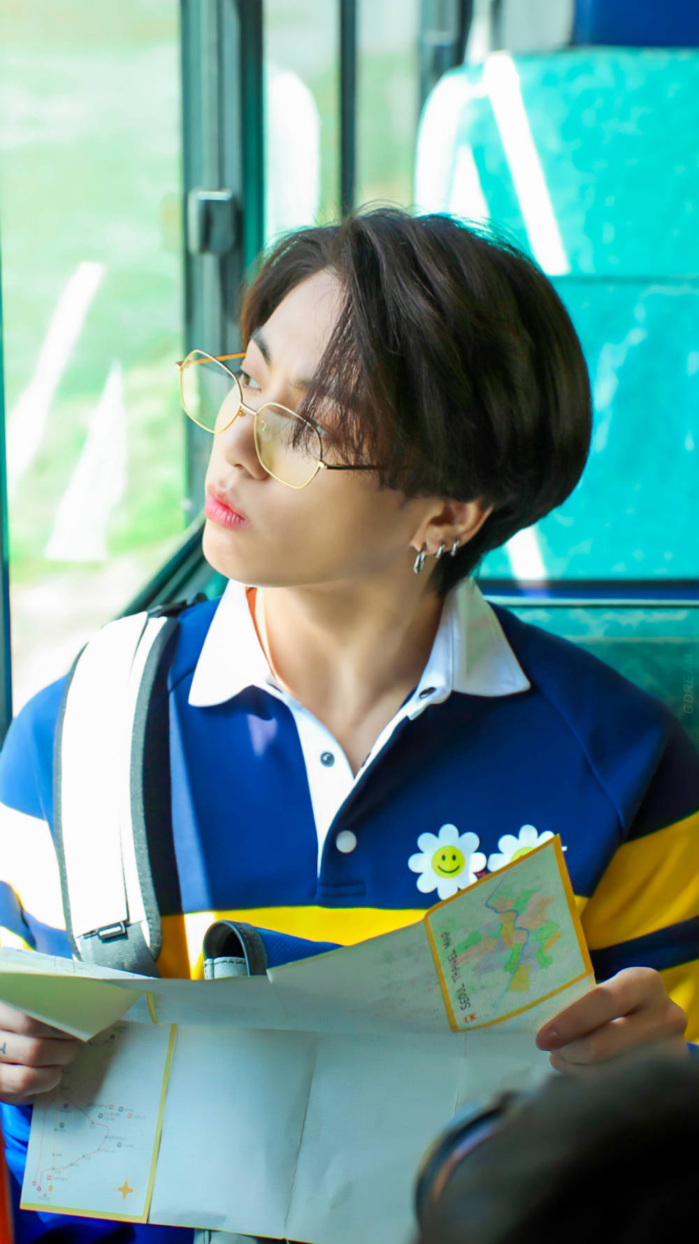 Jungkook, glasses, bus window, HD Phone Wallpaper