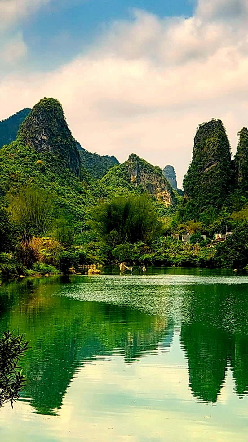 jungle, karst mountains, reflective lake, HD Phone Wallpaper