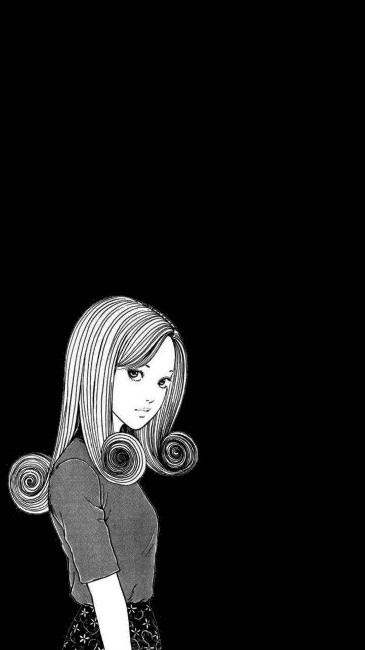 Junji Ito, monochrome, anime girl, HD Phone Wallpaper