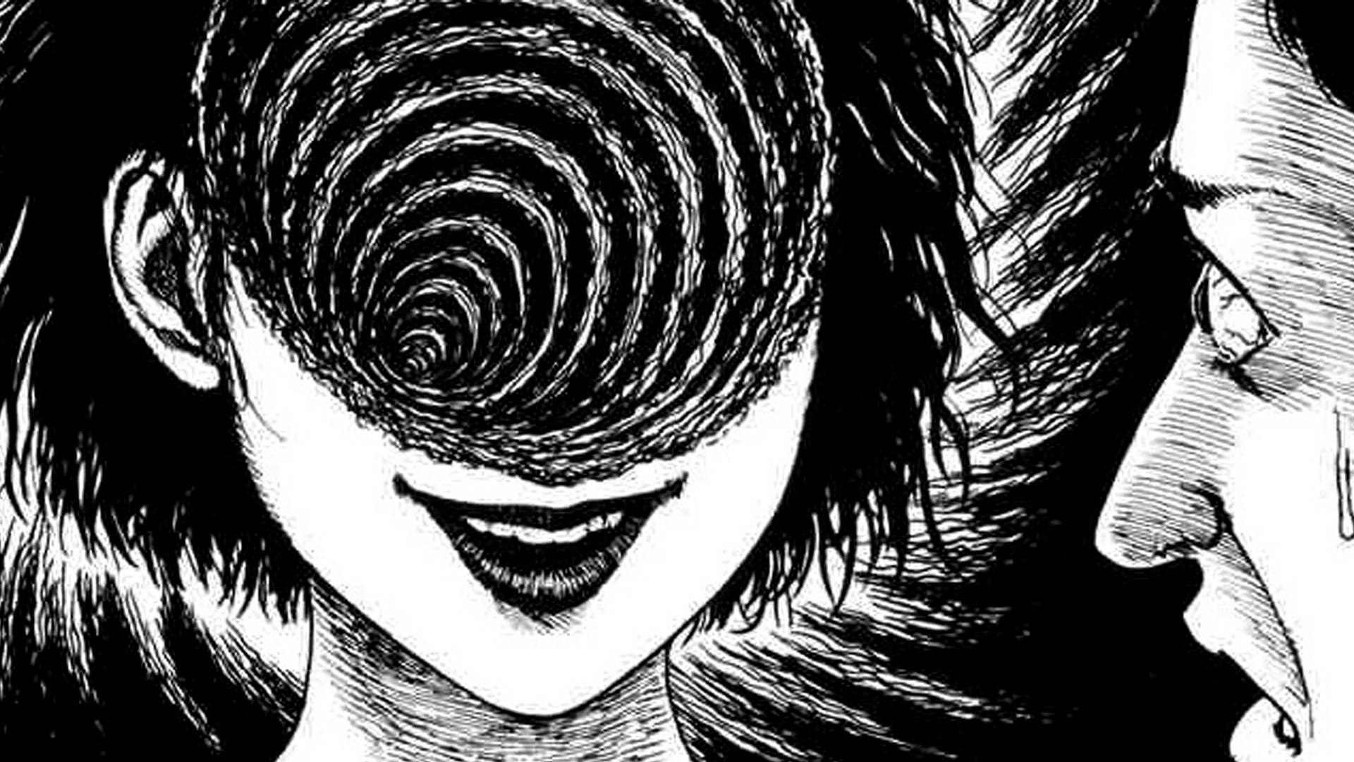 Junji Ito, scary woman, black and white, Full HD Desktop Wallpaper