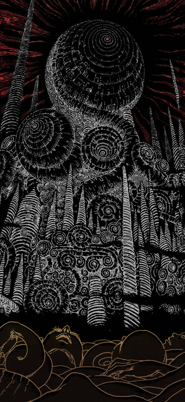 Junji Ito, cityscape, colossal spiral-headed entity, HD Phone Wallpaper