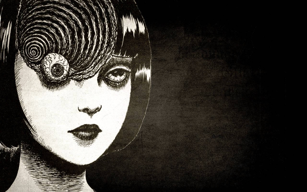 Junji Ito, black and white illustration, woman, HD Desktop Wallpaper