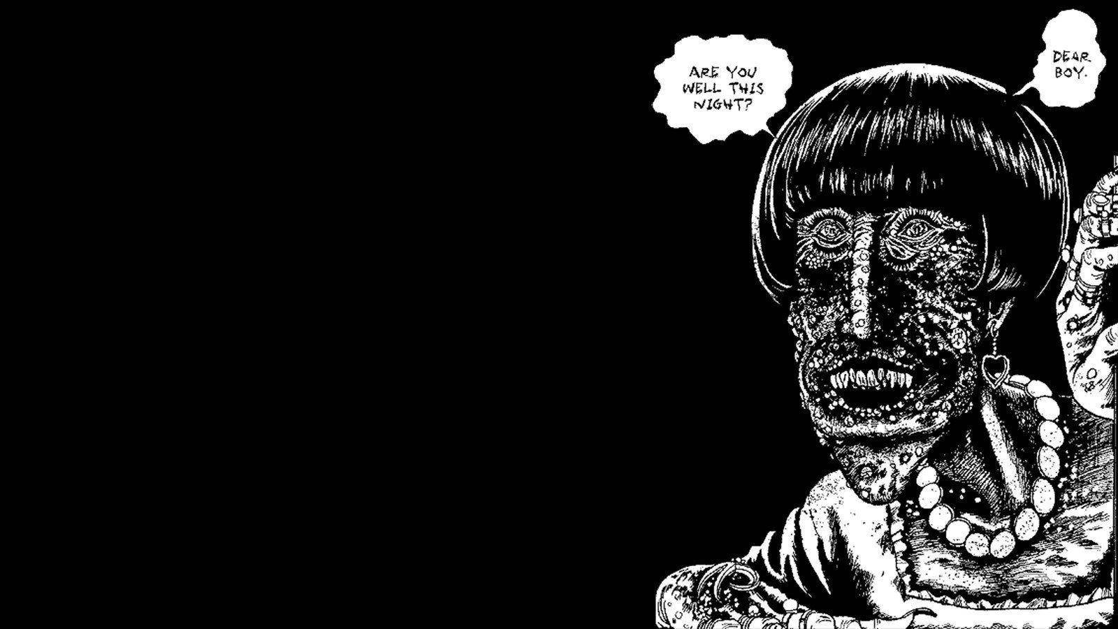 Junji Ito, grotesque illustrated figure, distorted face, HD Desktop Wallpaper