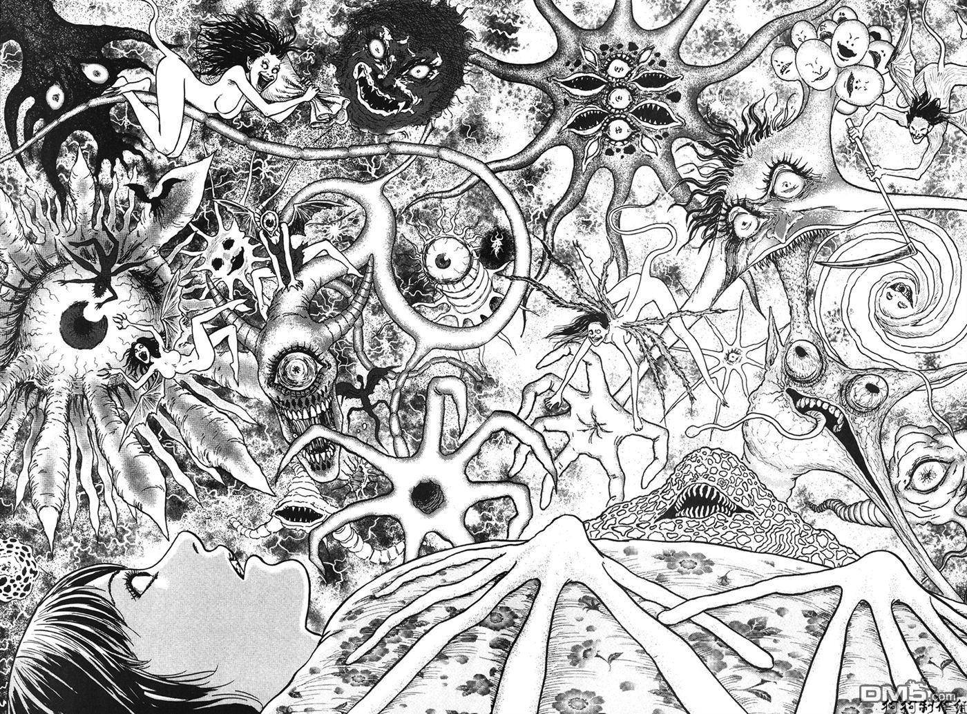 Junji Ito, surreal black and white illustration, person lying down, HD Desktop Wallpaper