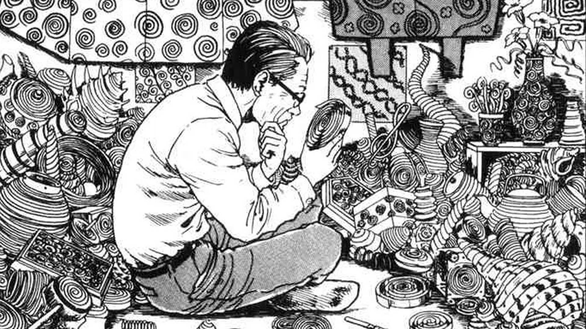 Junji Ito, man, swirling spiral patterns, Full HD Desktop Wallpaper