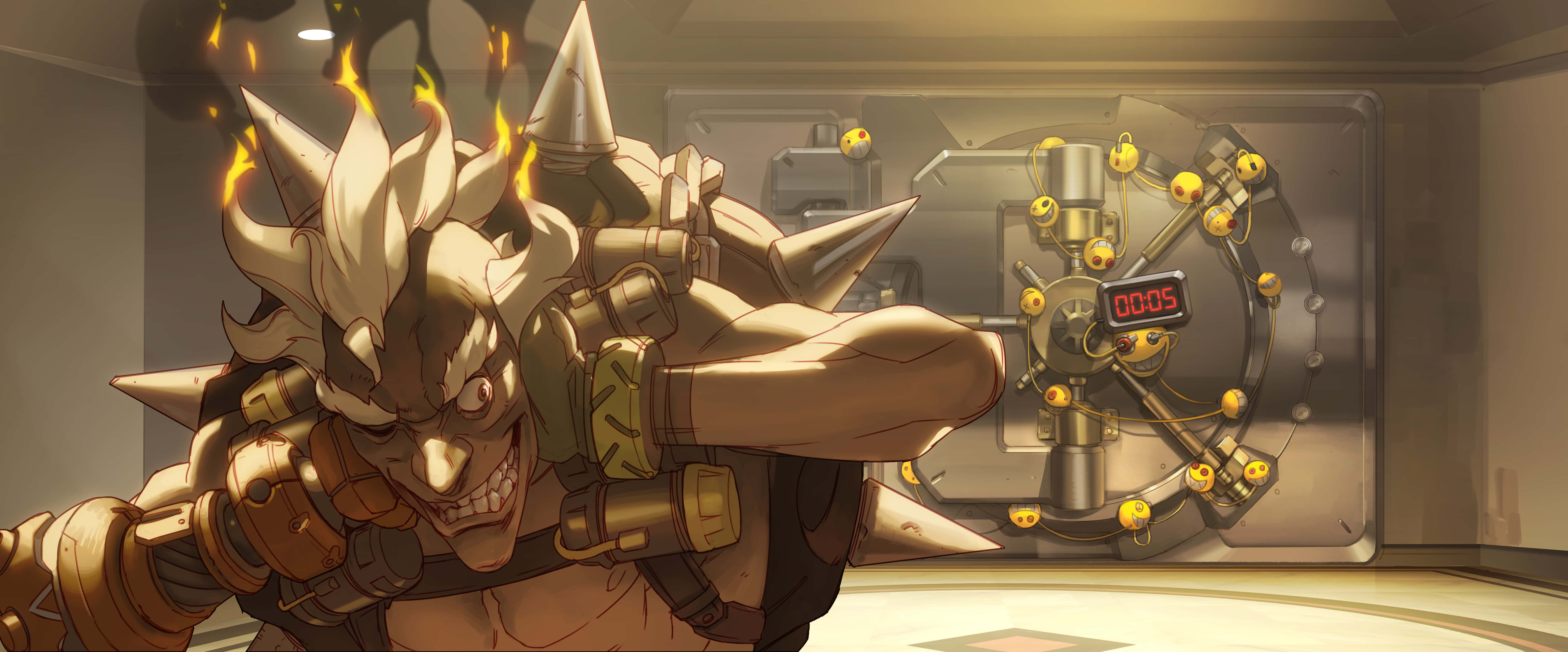 Junkrat, anime warrior, fiery spiked, 5K Desktop Wallpaper