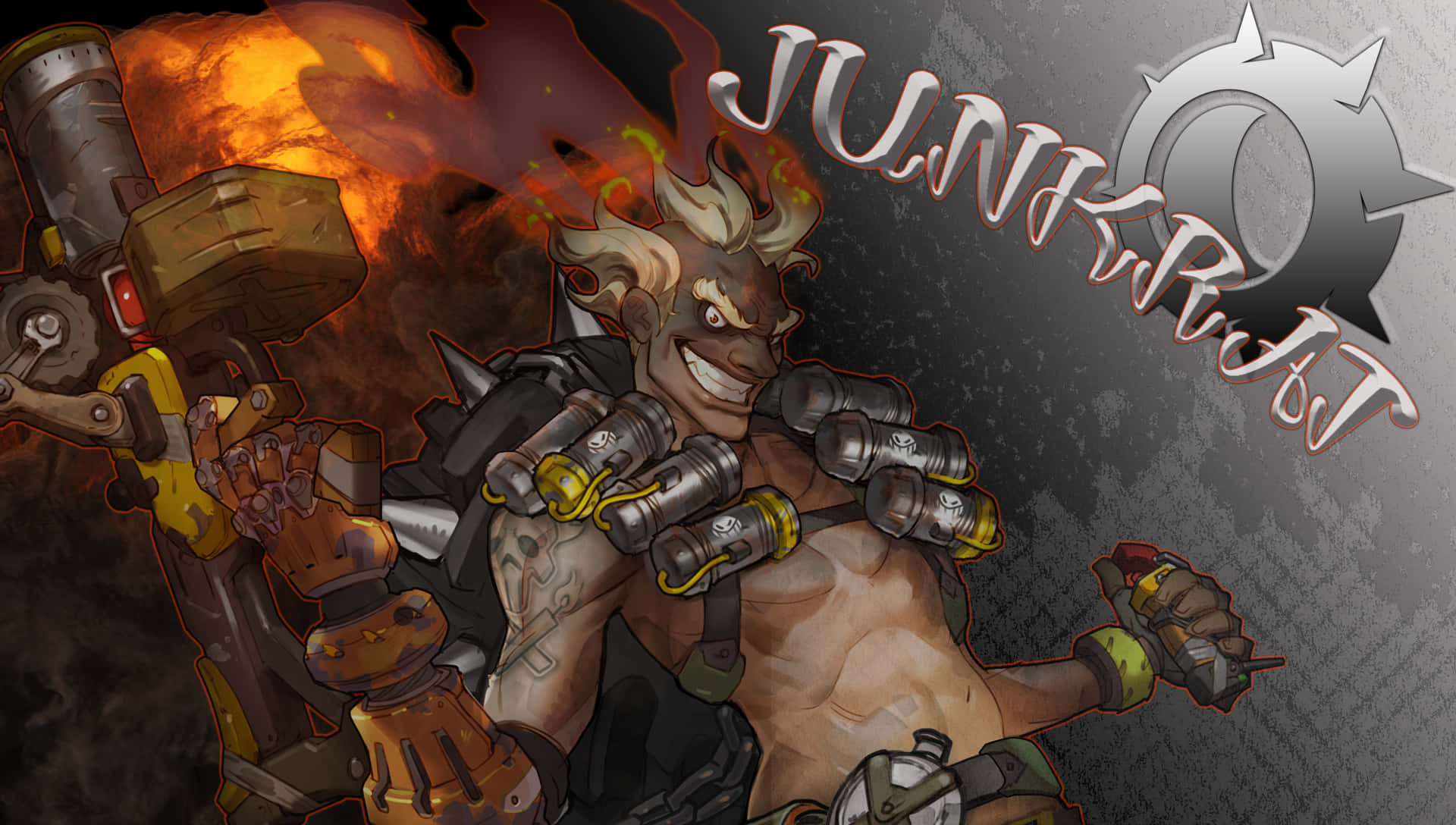 Junkrat, mechanical arms, explosive gear, Full HD Desktop Wallpaper
