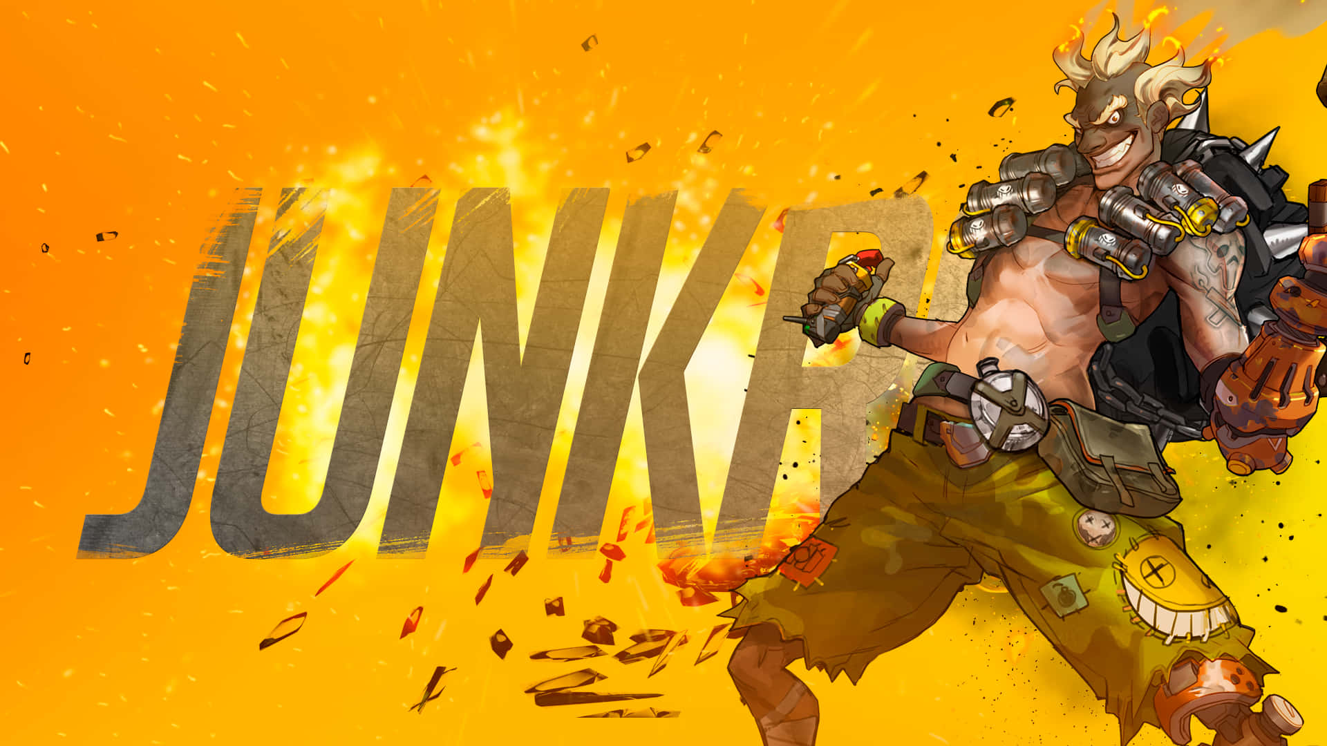 Junkrat, anime character, spiky hair, Full HD Desktop Wallpaper