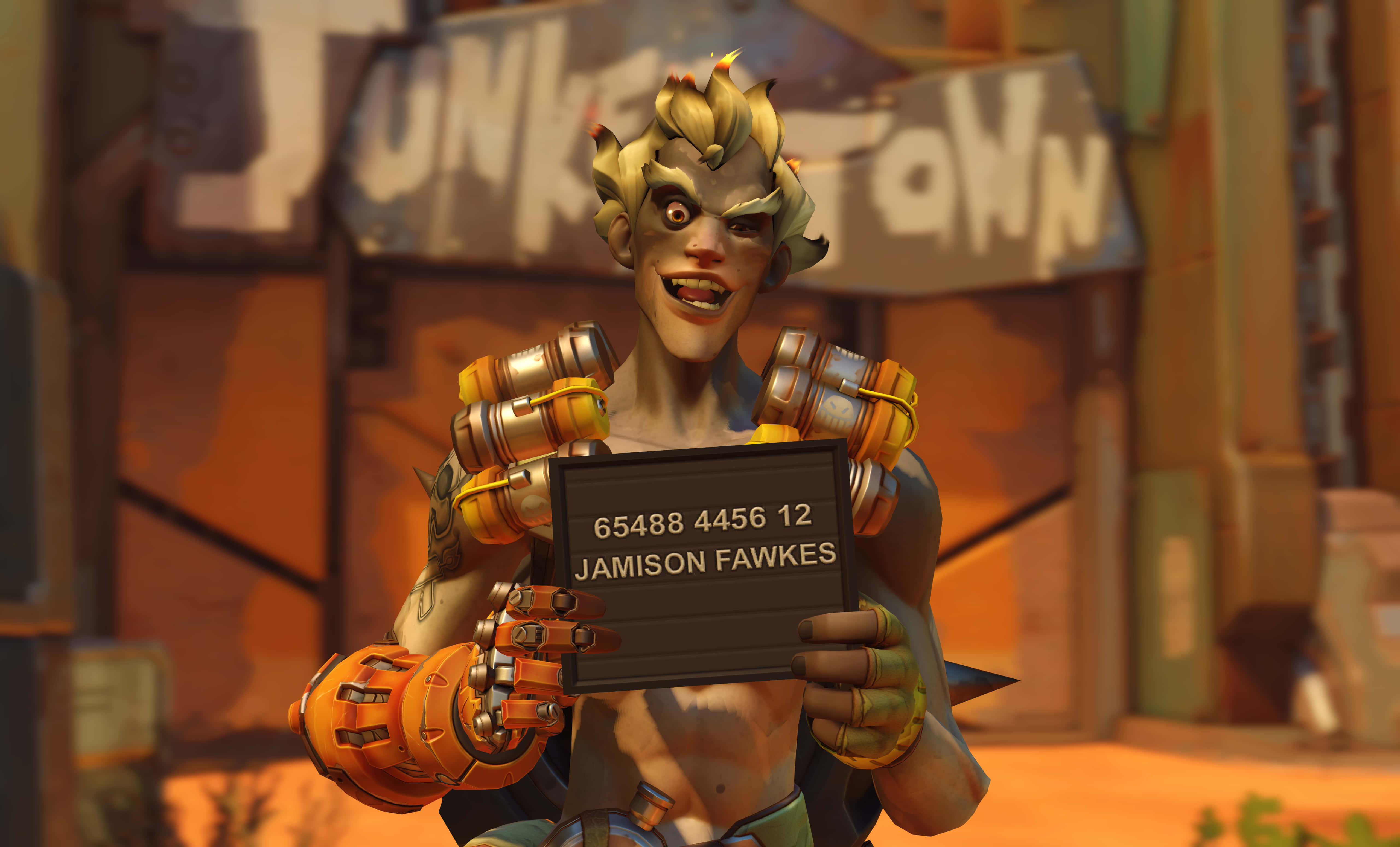 Junkrat, spiky hair, mechanical arms, 5K Desktop Wallpaper