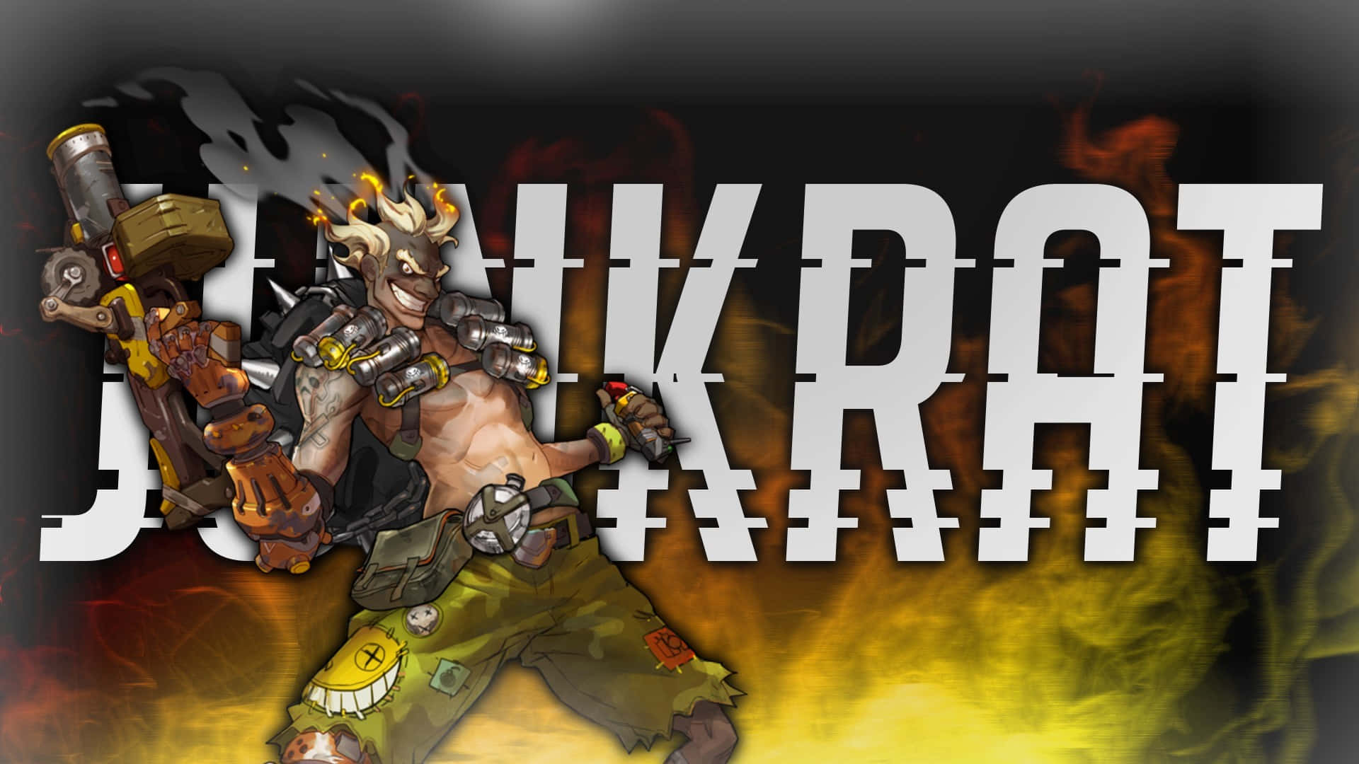 Junkrat, flame hair, mechanical gear, Full HD Desktop Wallpaper