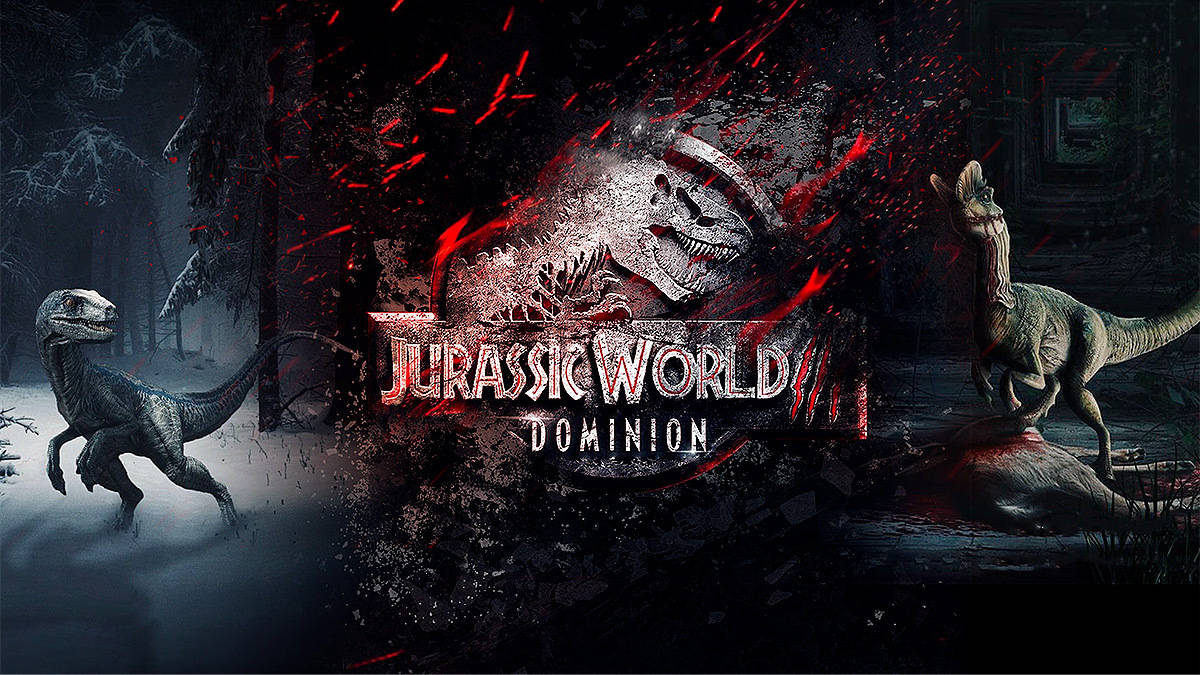 Jurassic World Dominion, dark red, shattered skull, SD Desktop Wallpaper