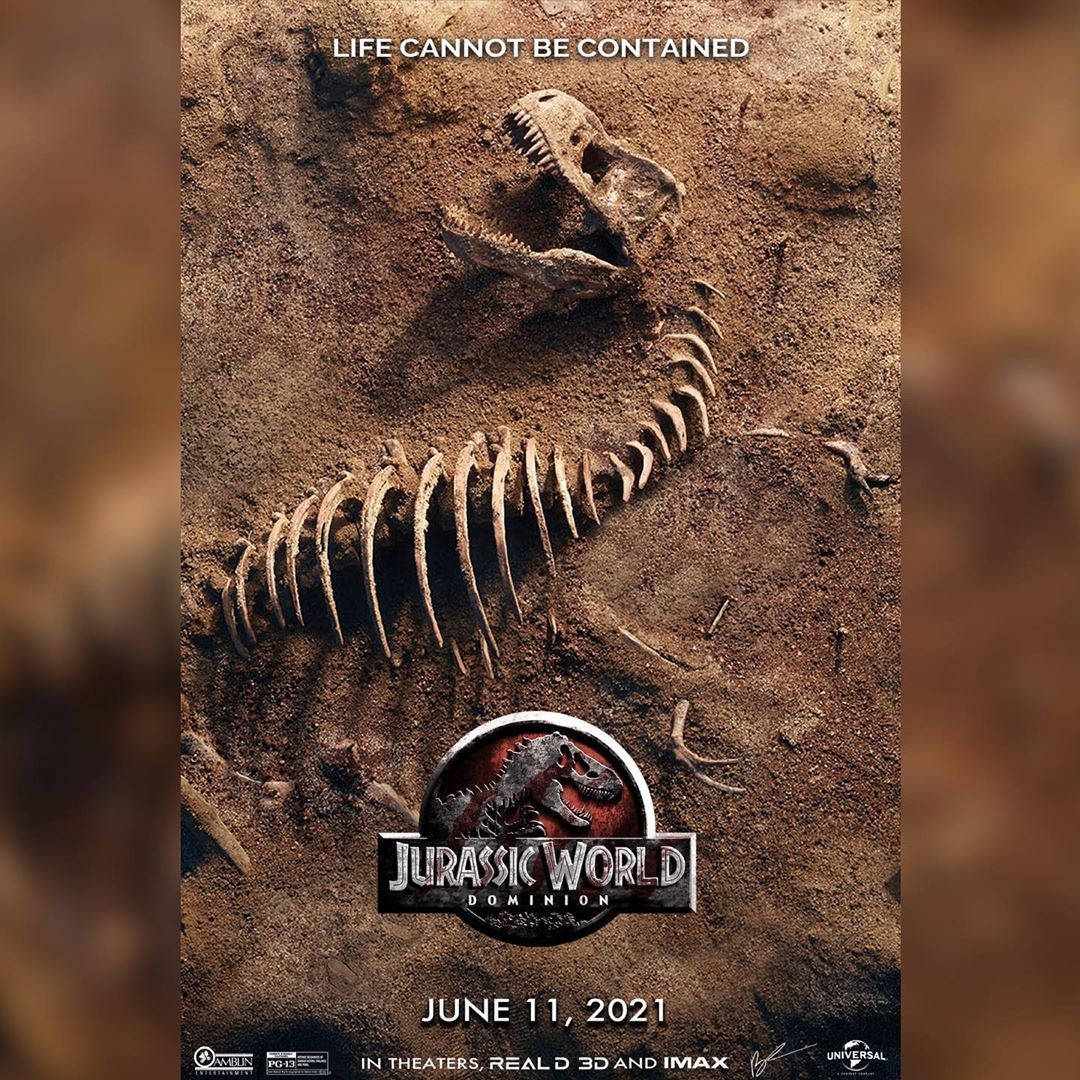 Jurassic World Dominion, dinosaur skeleton, earthy brown soil, SD Desktop Wallpaper