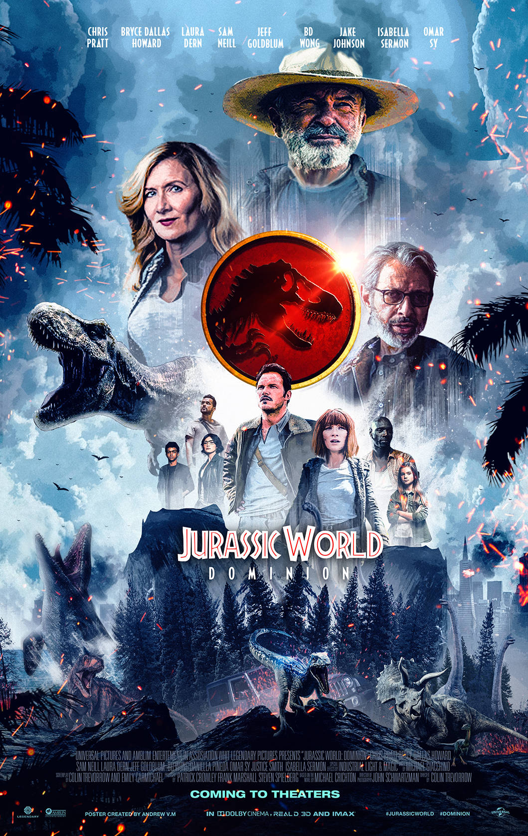Jurassic World Dominion, stormy sky, fiery sparks, HD Phone Wallpaper