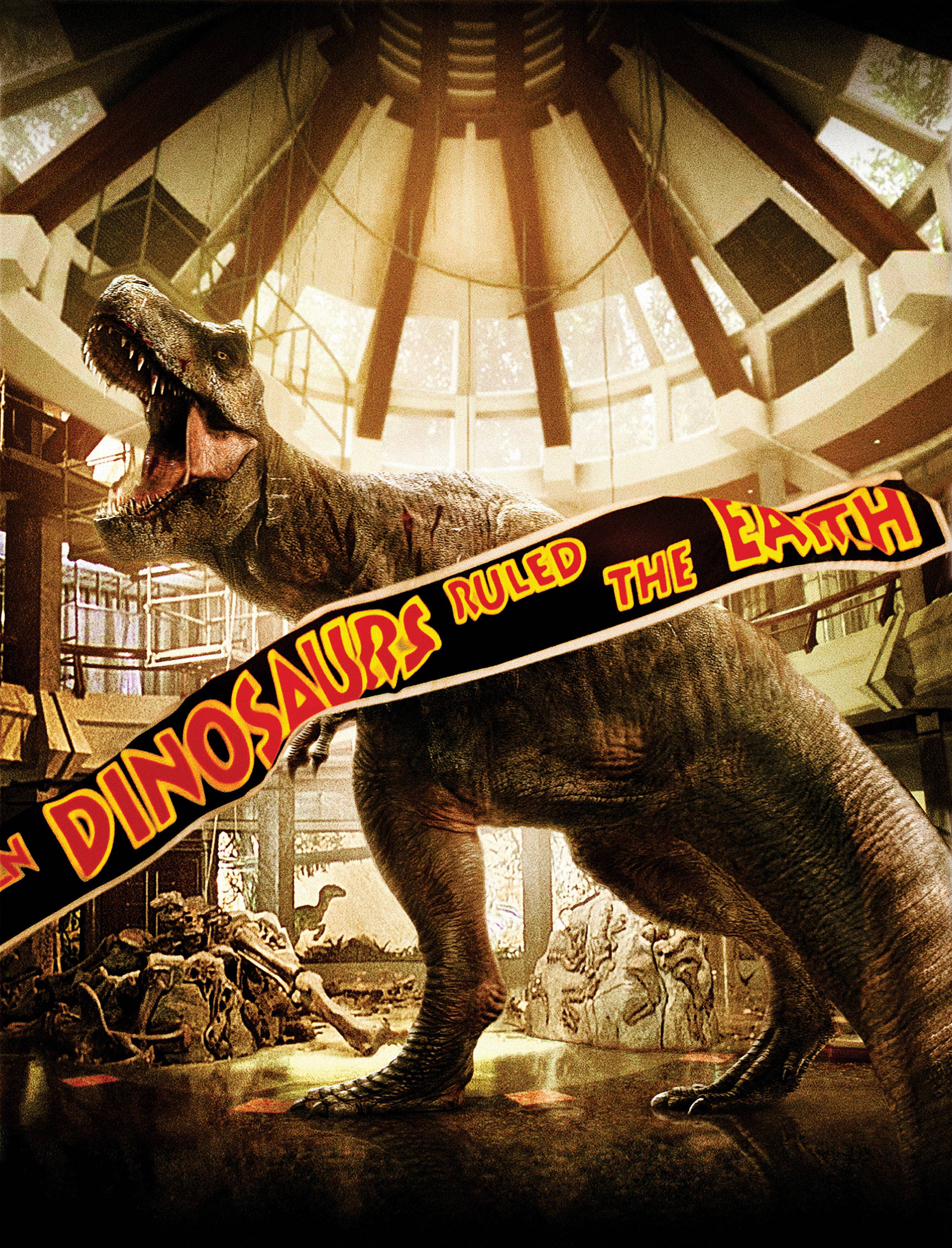 Jurassic World, museum atrium, glass dome, 2K Phone Wallpaper