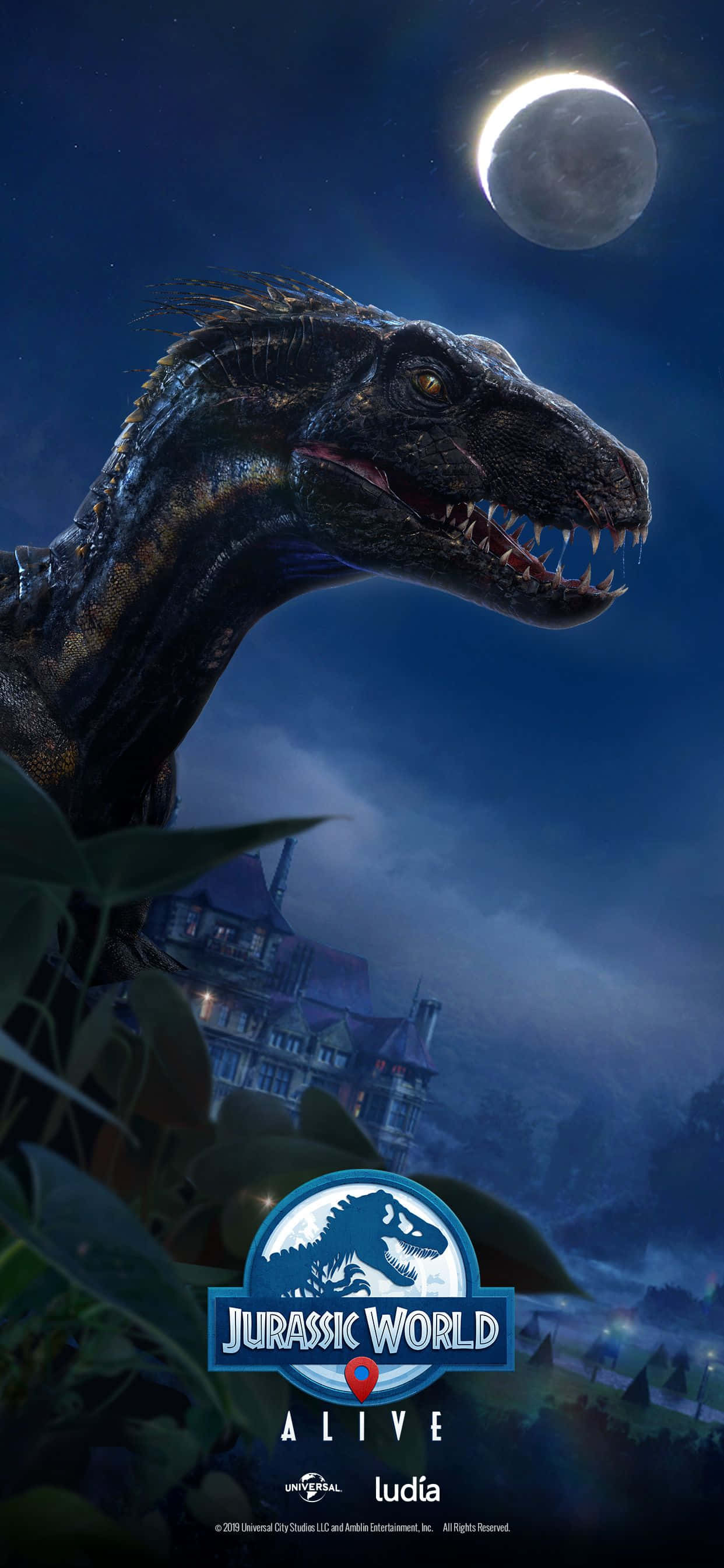 Blue, Jurassic World, Night, 2K Phone Wallpaper