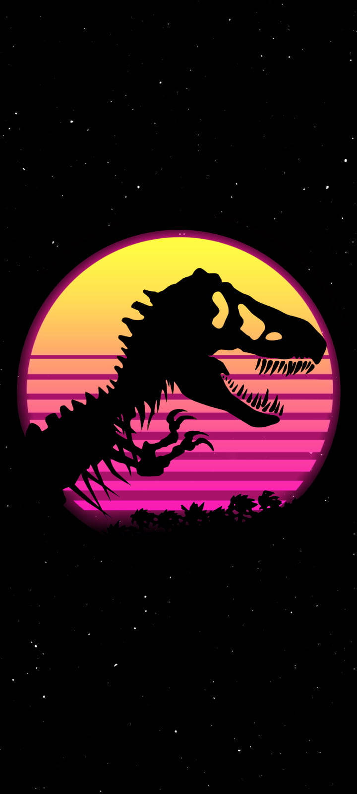 Jurassic World, dinosaur silhouette, vibrant sunset, HD Phone Wallpaper