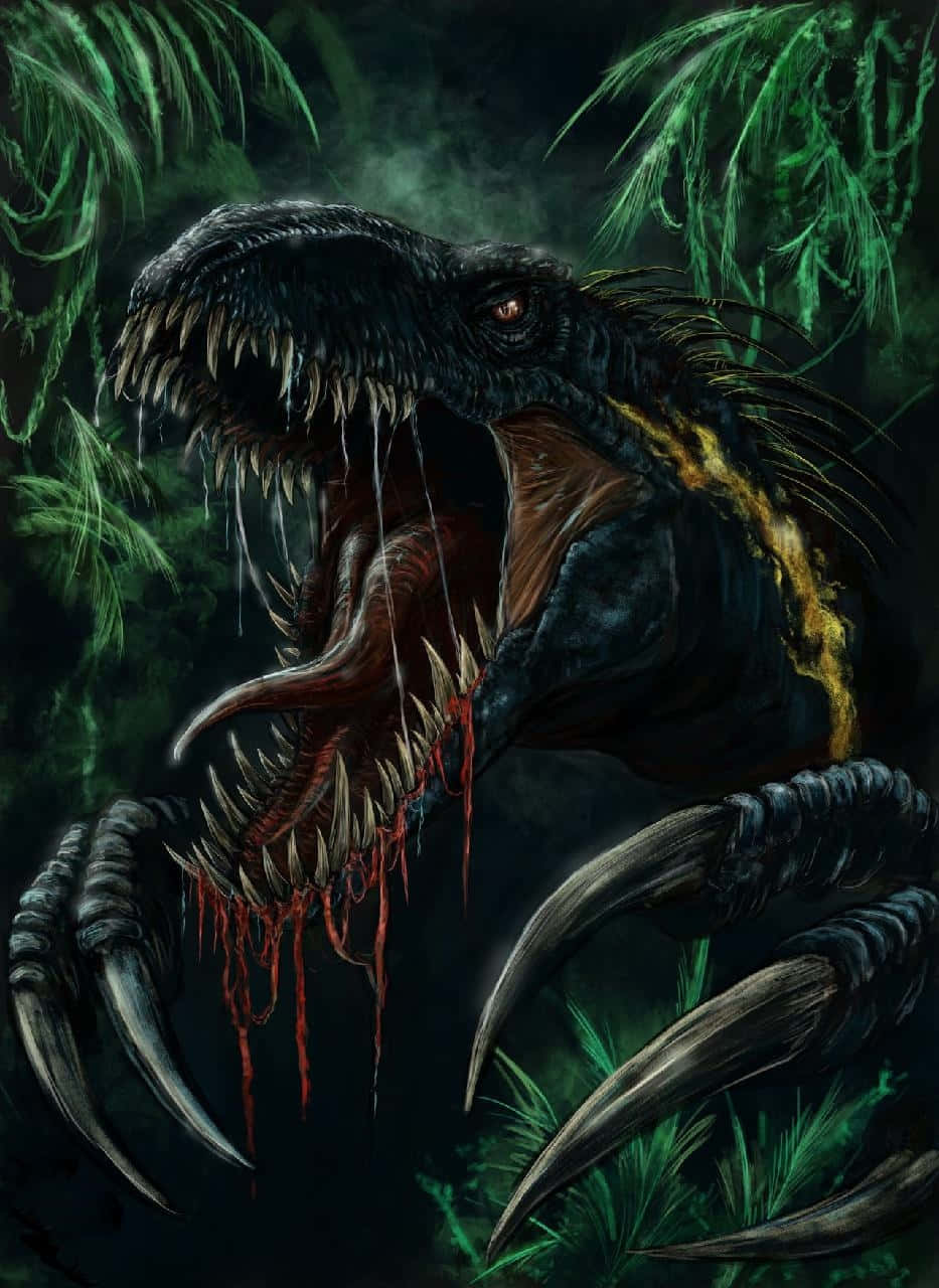 Blue Jurassic World, raptor, glowing red eyes, HD Phone Wallpaper