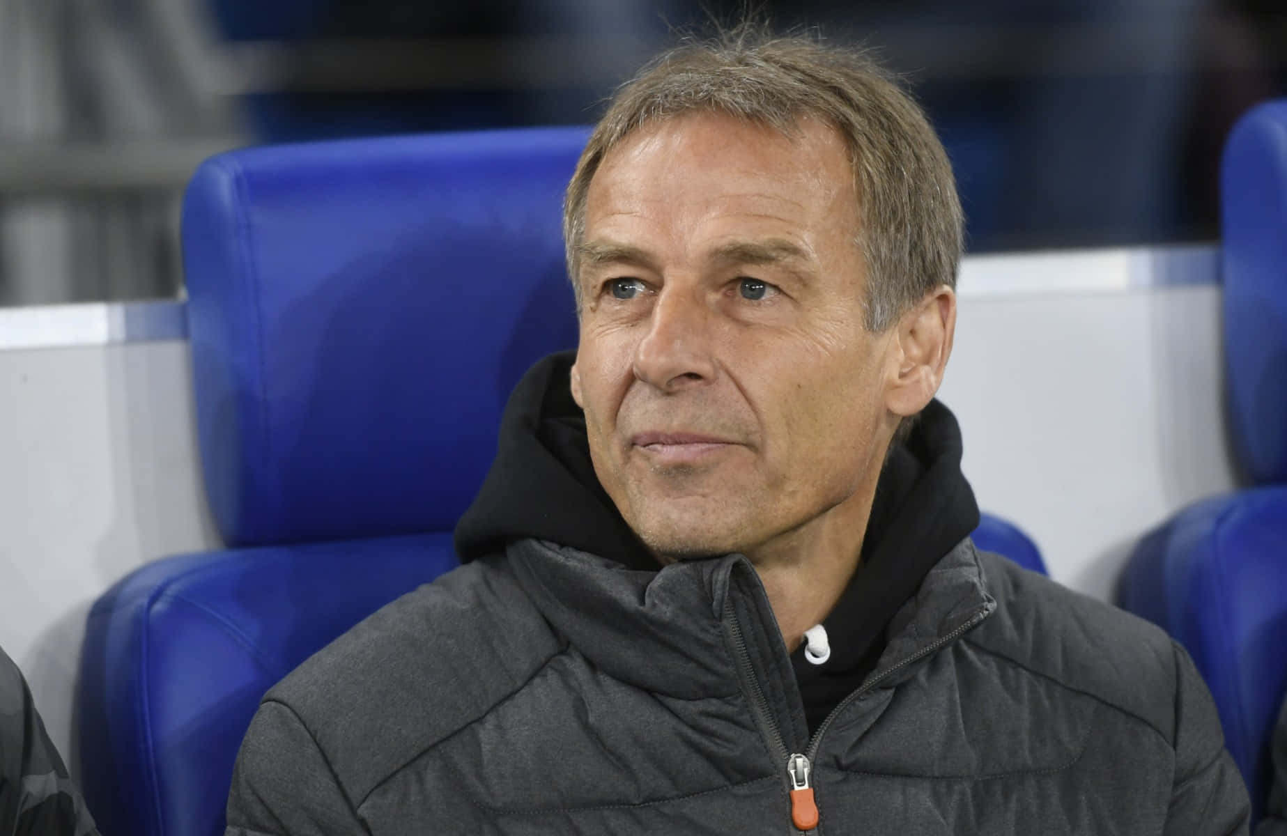 Jurgen Klinsmann, blue chair, blue stadium seats, HD Desktop Wallpaper
