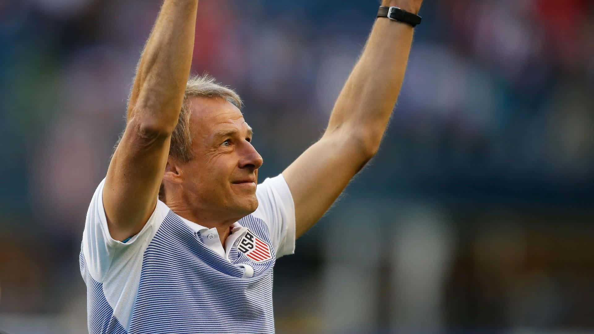Jurgen Klinsmann, USA polo shirt, striped, Full HD Desktop Wallpaper