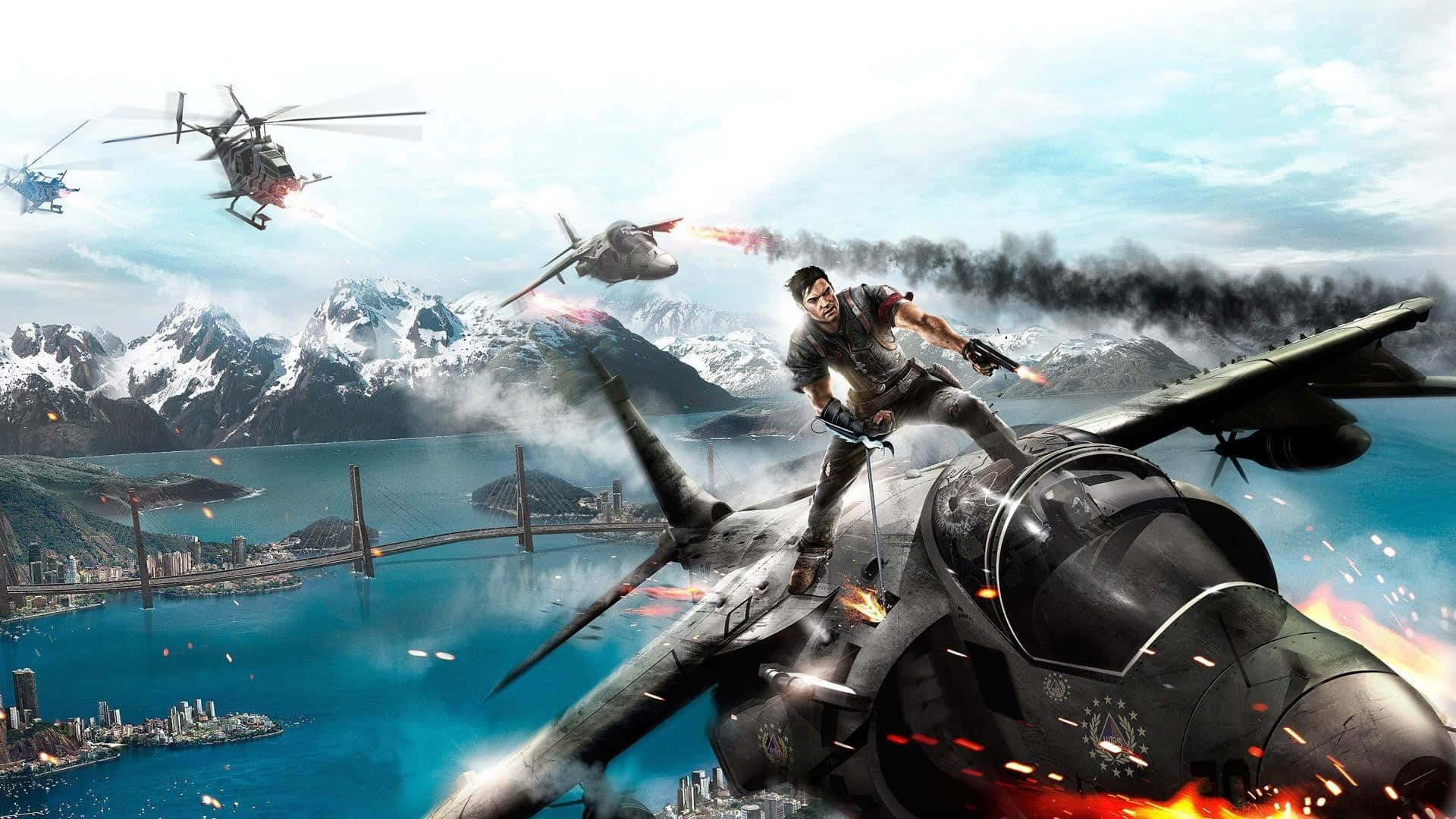 Just Cause 1, fighter jet, aerial combat, Full HD Desktop Wallpaper