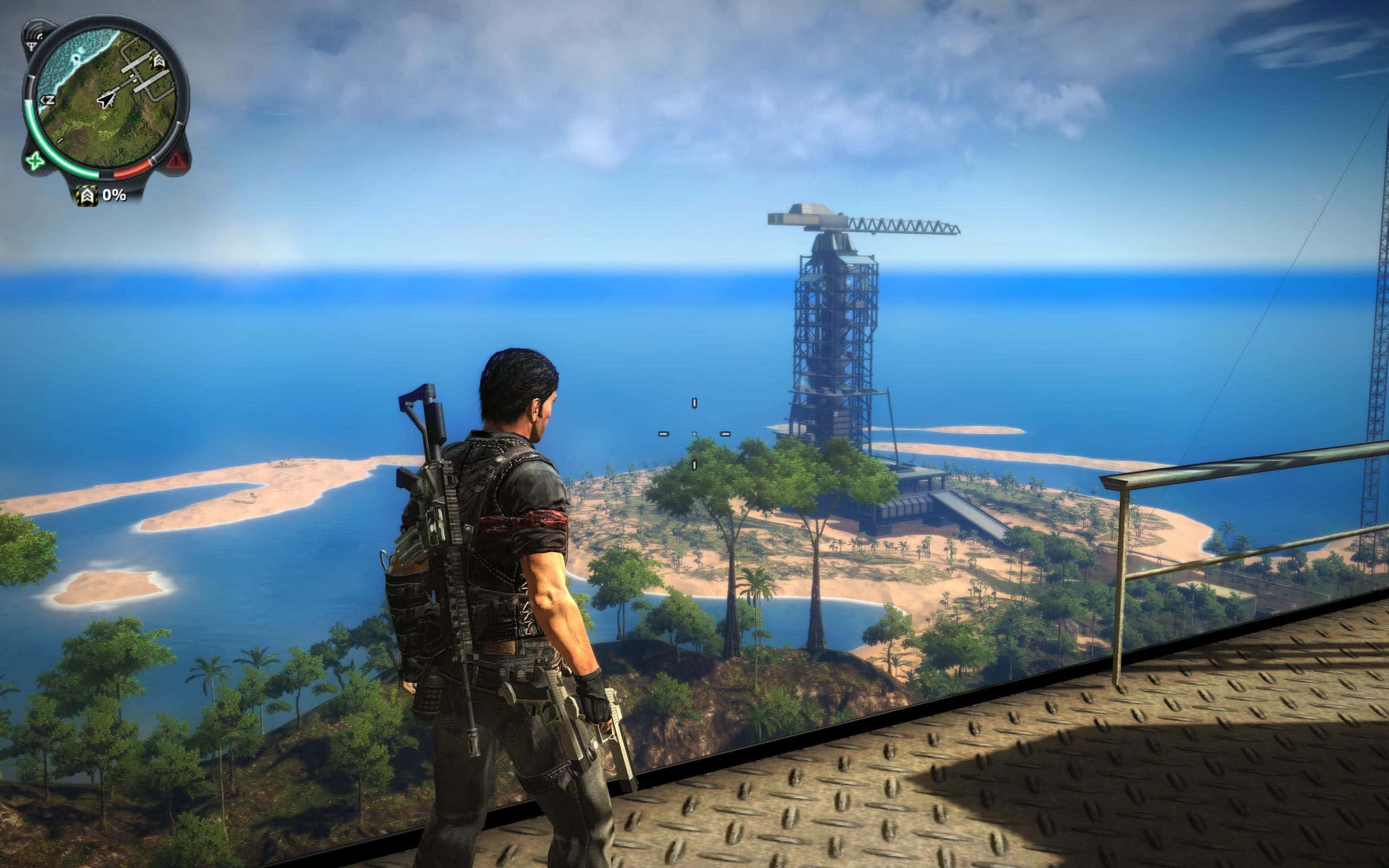 Just Cause 1, tactical gear, metal platform, 2K Desktop Wallpaper