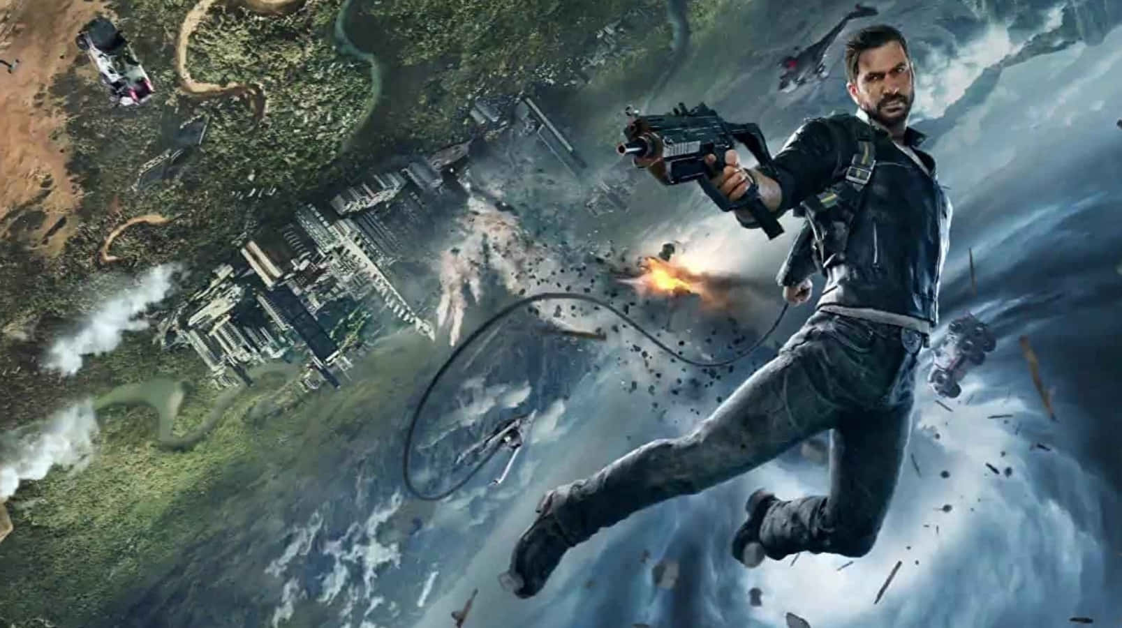 Just Cause 1, leather jacket, stormy skies, HD Desktop Wallpaper