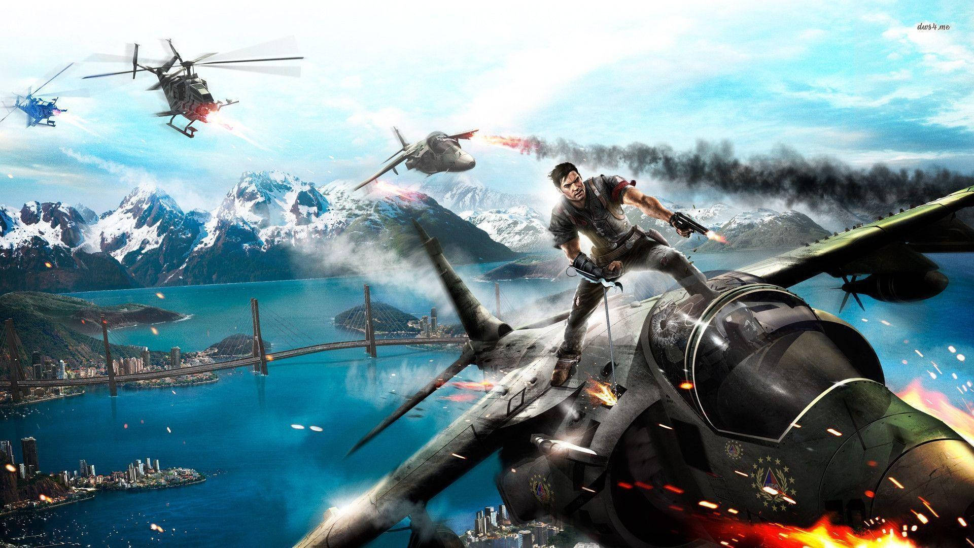 Just Cause 2, fighter jets, coastal city, Full HD Desktop Wallpaper