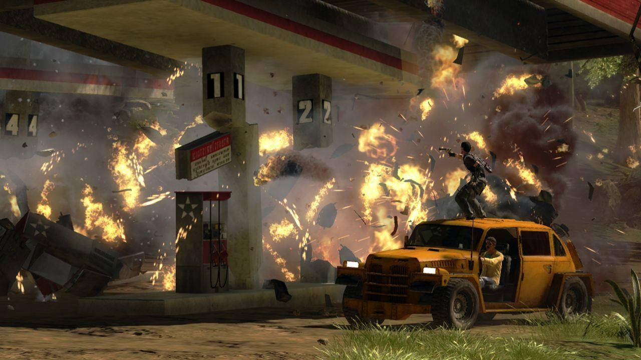 Just Cause 2, gas station, explosions, HD Desktop Wallpaper
