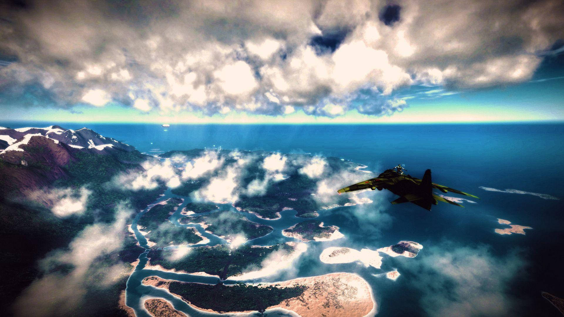 Just Cause 2, fighter jet, coastal landscape, Full HD Desktop Wallpaper