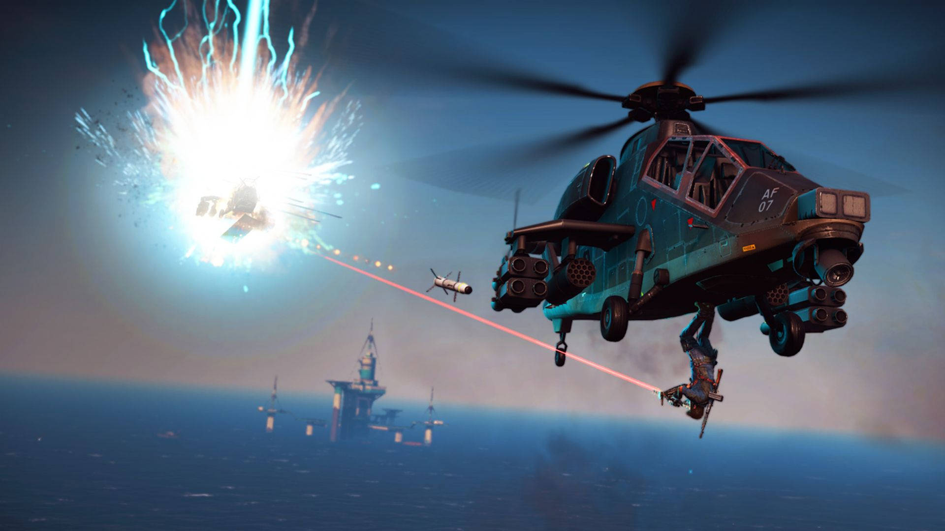 Just Cause 2, sky clash, military helicopter, Full HD Desktop Wallpaper