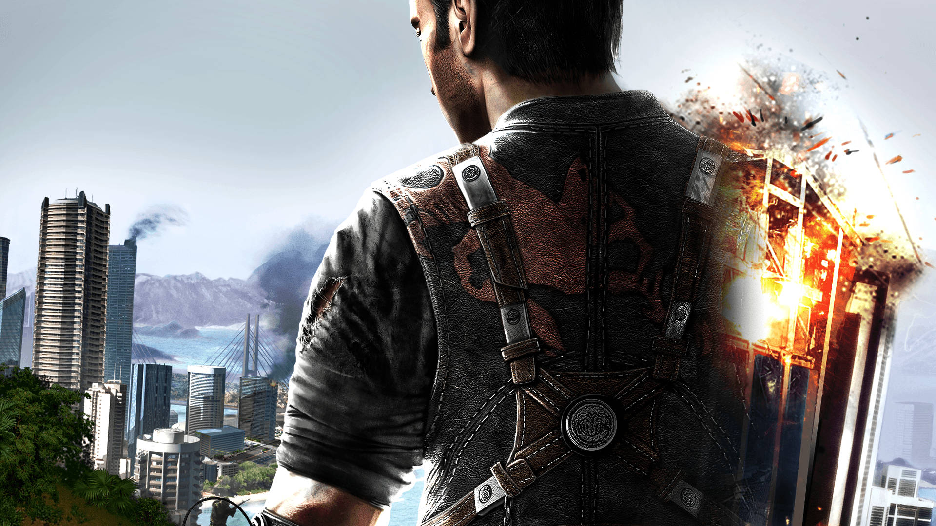 Just Cause 2, leather vest, cityscape, Full HD Desktop Wallpaper