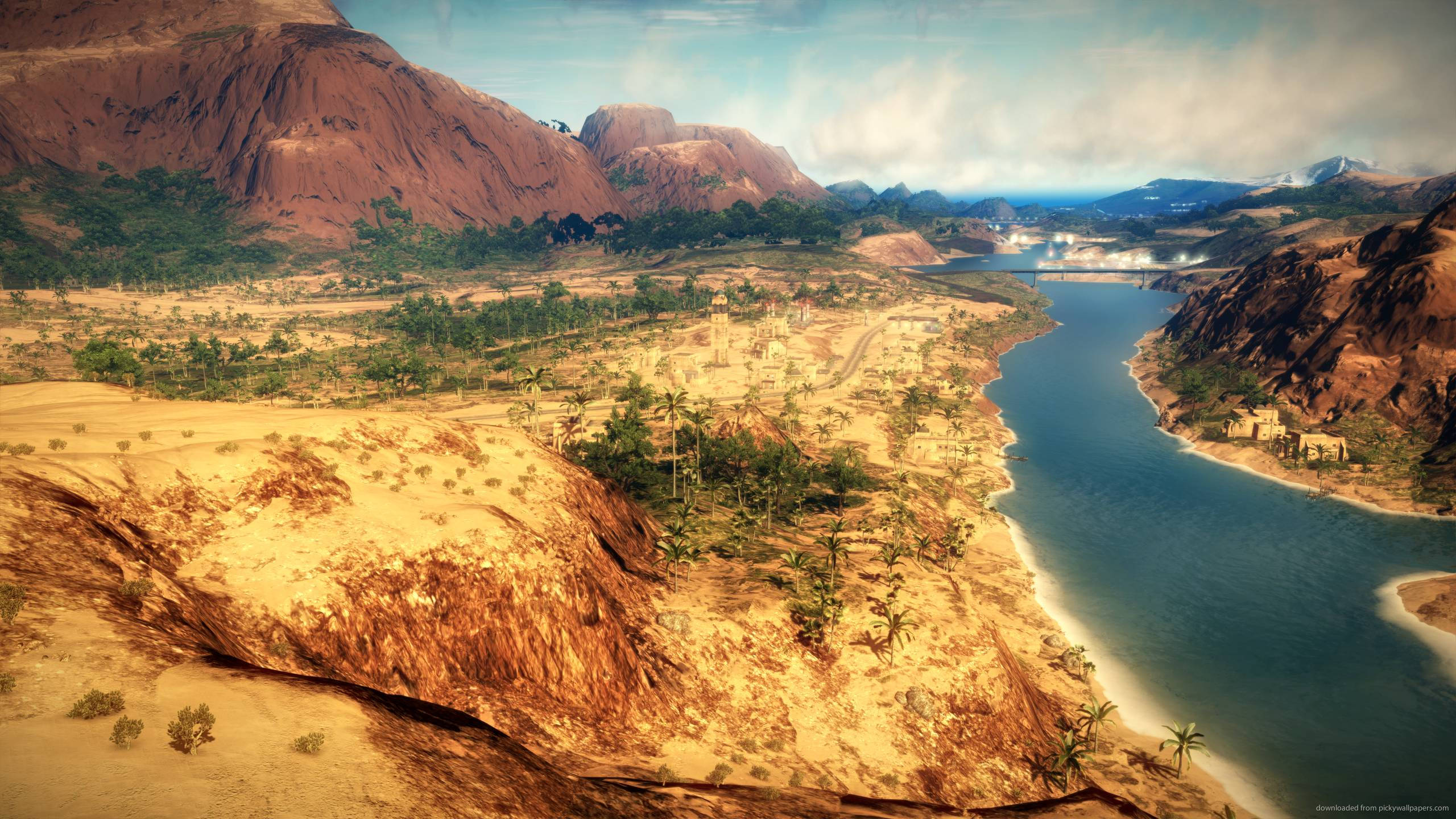 Just Cause 2, river, desert canyon, 2K Desktop Wallpaper