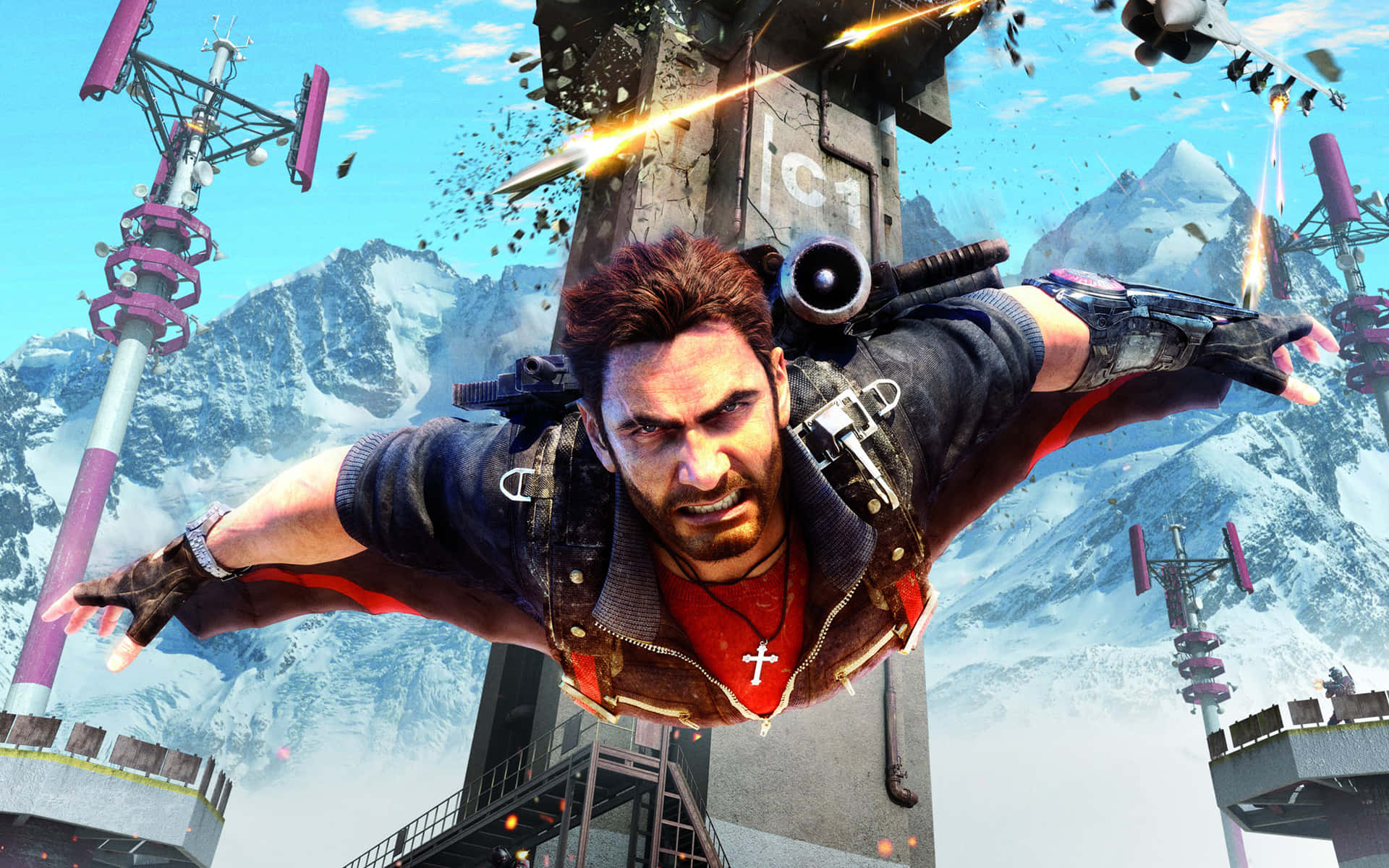 Just Cause 3, skydive, explosions, Full HD Desktop Wallpaper