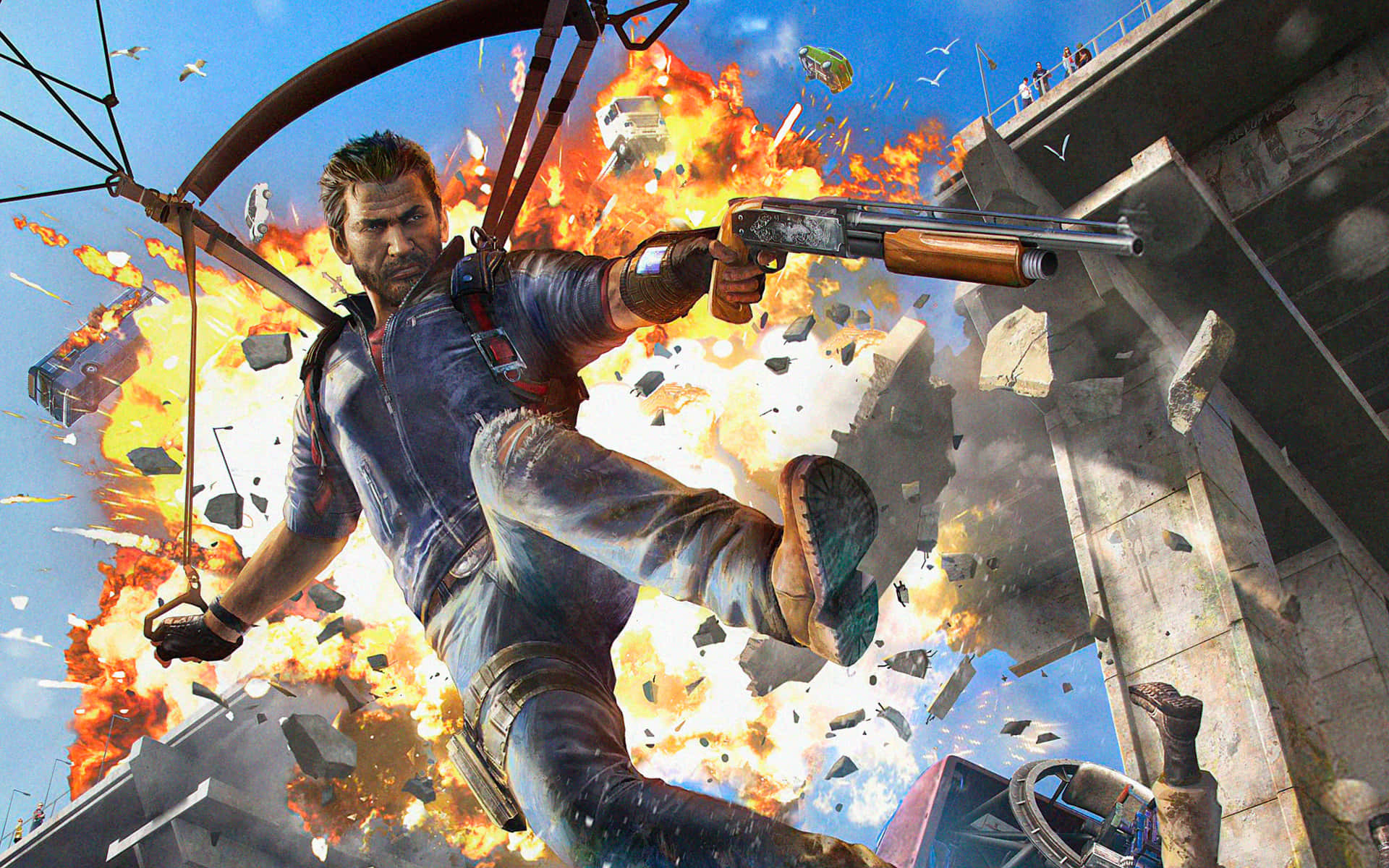 Just Cause 3, shotgun, explosion, Full HD Desktop Wallpaper