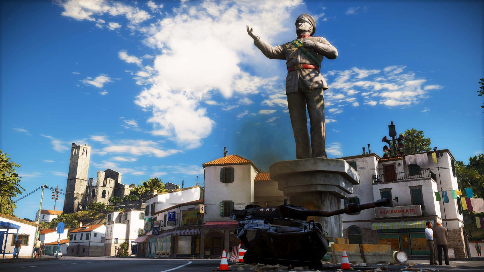 Just Cause 3, statue, soldier, Full HD Desktop Wallpaper