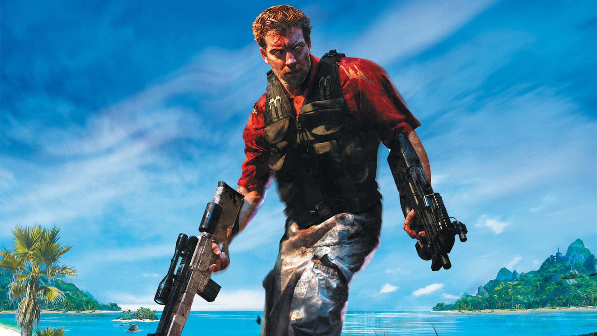 Just Cause 3, action hero, red shirt, Full HD Desktop Wallpaper