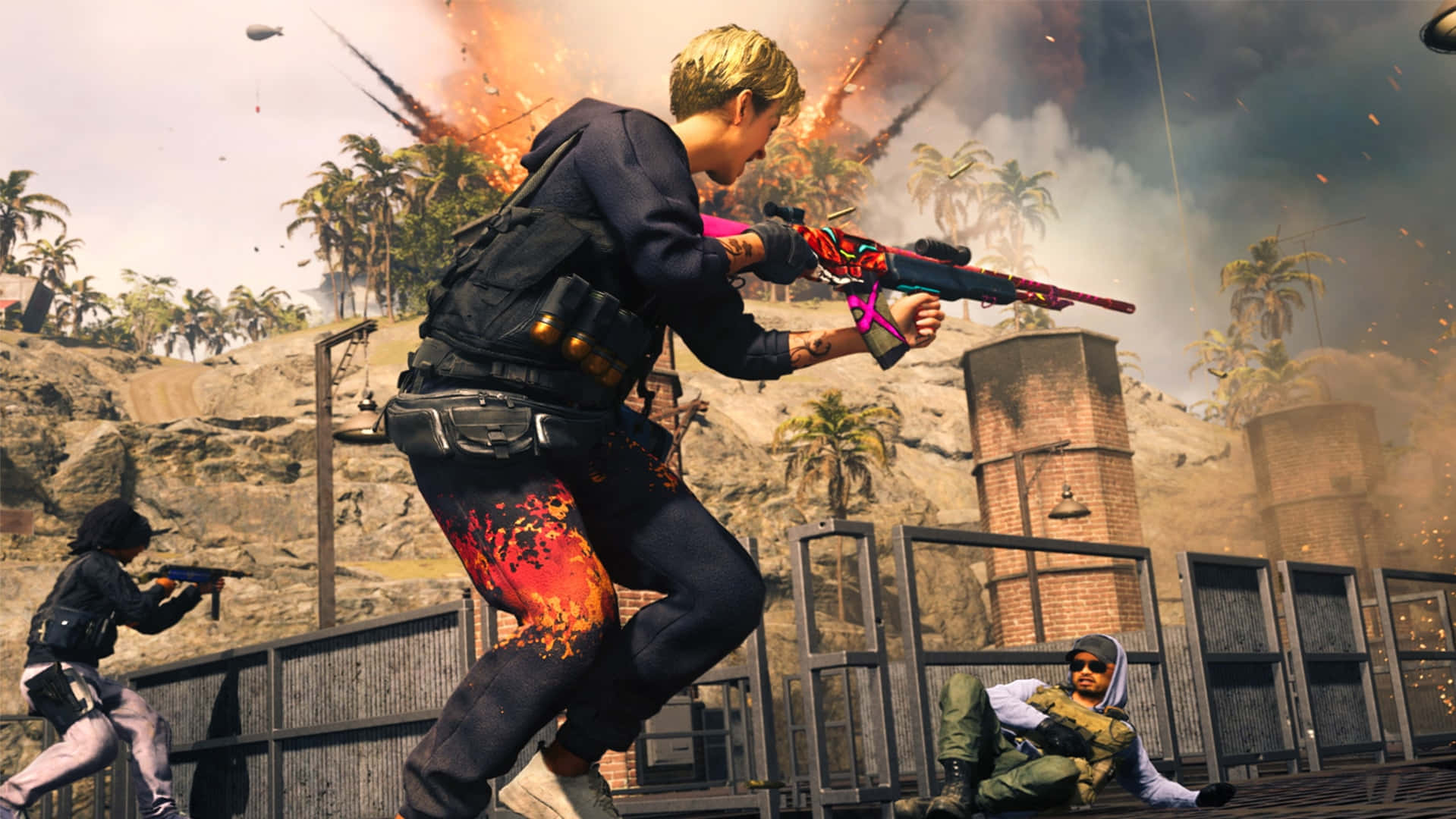 Just Cause 3, explosive combat, pink and purple rifle, HD Desktop Wallpaper