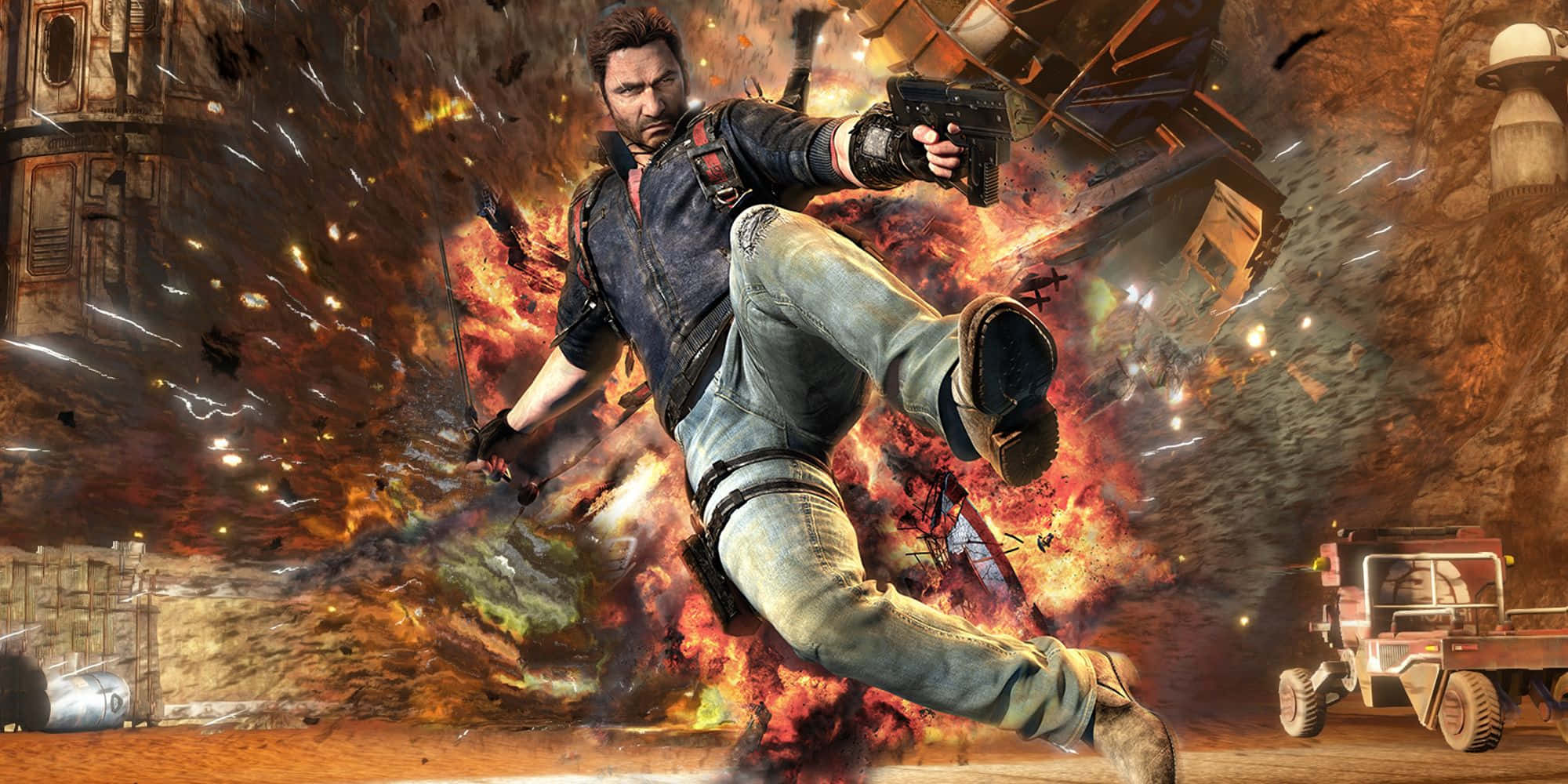 Just Cause 3, explosion, desert canyon, Full HD Desktop Wallpaper