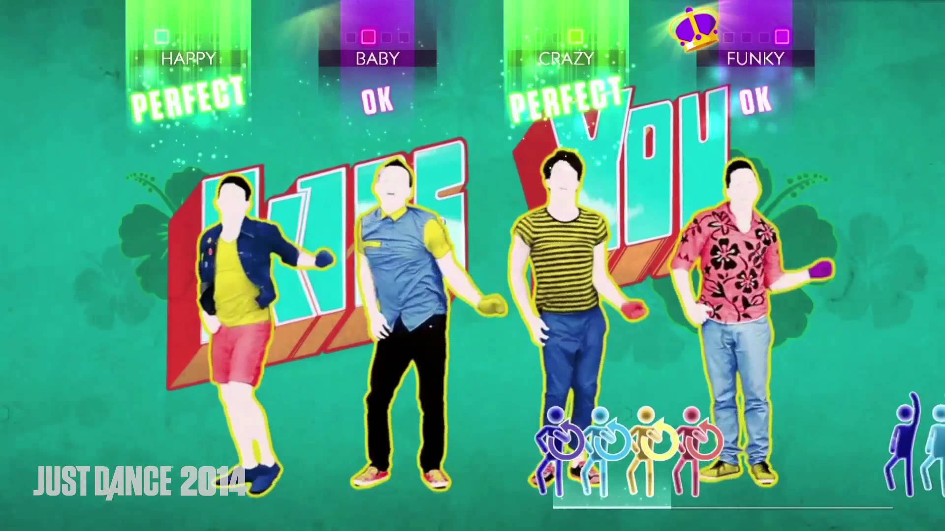 Just Dance, four male dancers, vibrant outfits, Full HD Desktop Wallpaper