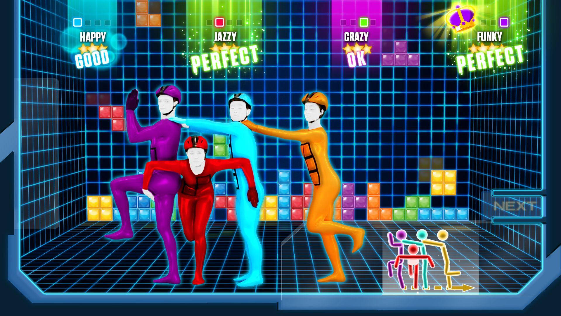 Just Dance, glowing grid stage, neon block graphics, Full HD Desktop Wallpaper